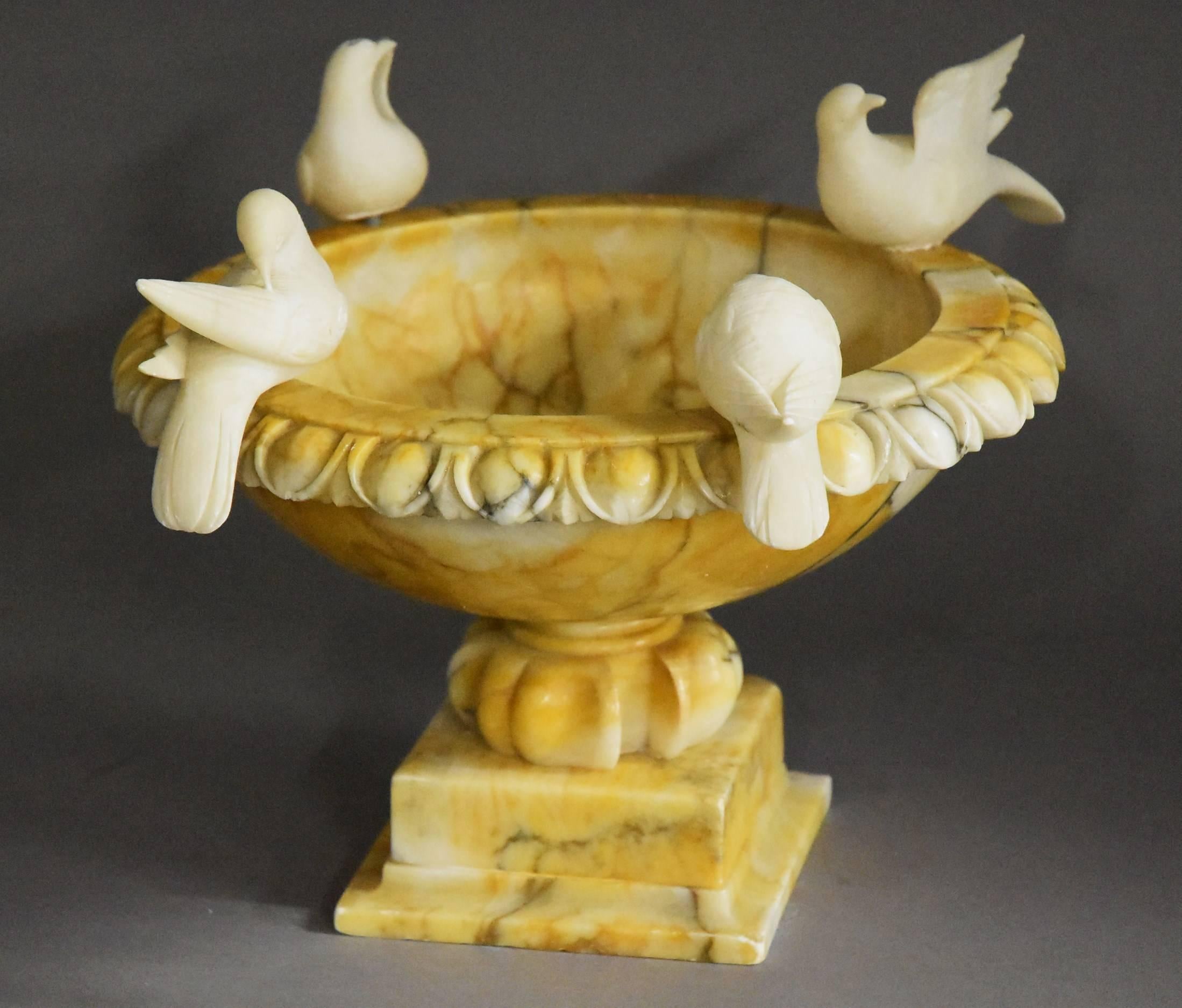 Late 19th Century Alabaster Tazza or Birdbath In Good Condition In Suffolk, GB