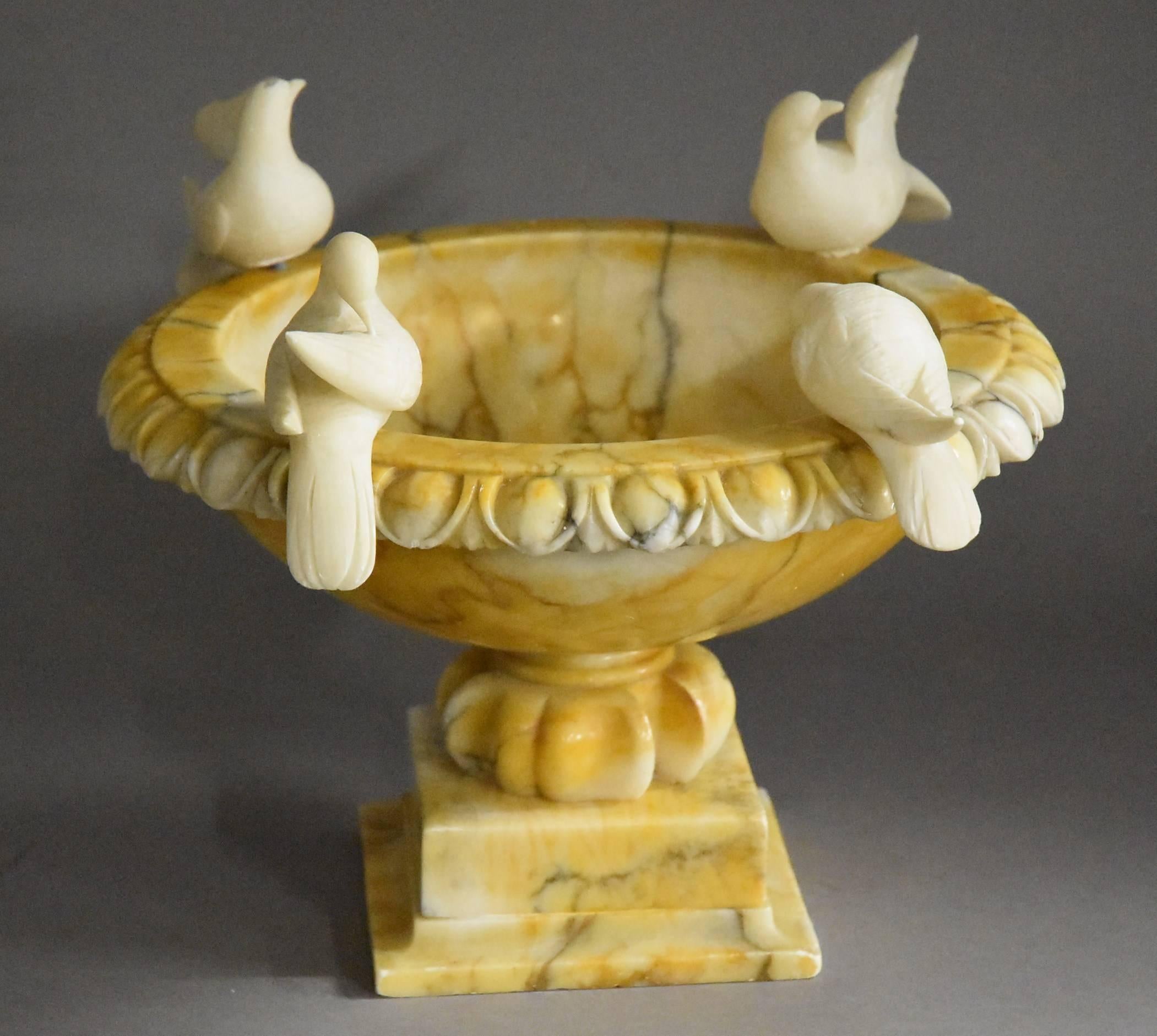 Late 19th Century Alabaster Tazza or Birdbath 1