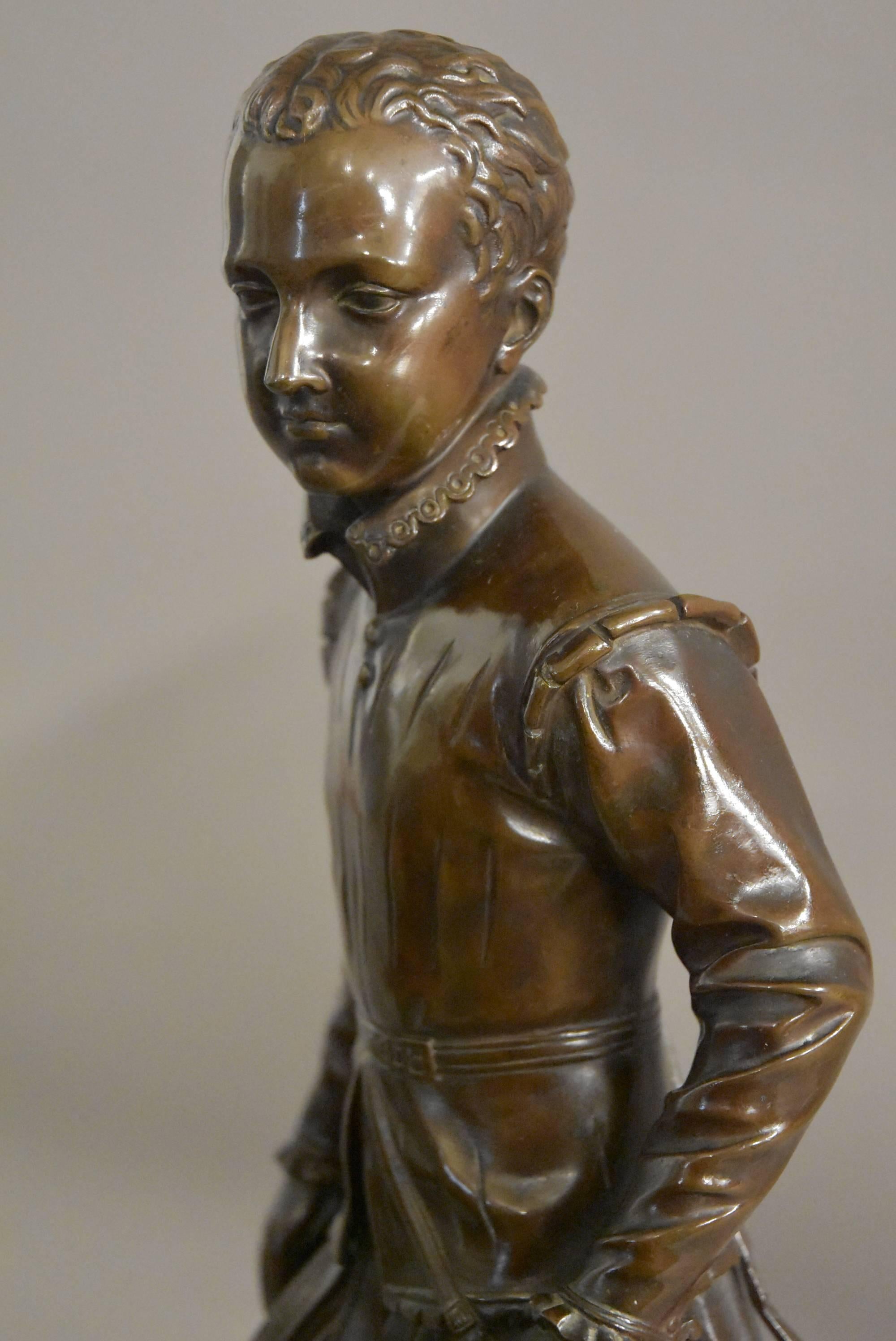 19th Century French Bronze of Young Henry IV of France For Sale 4