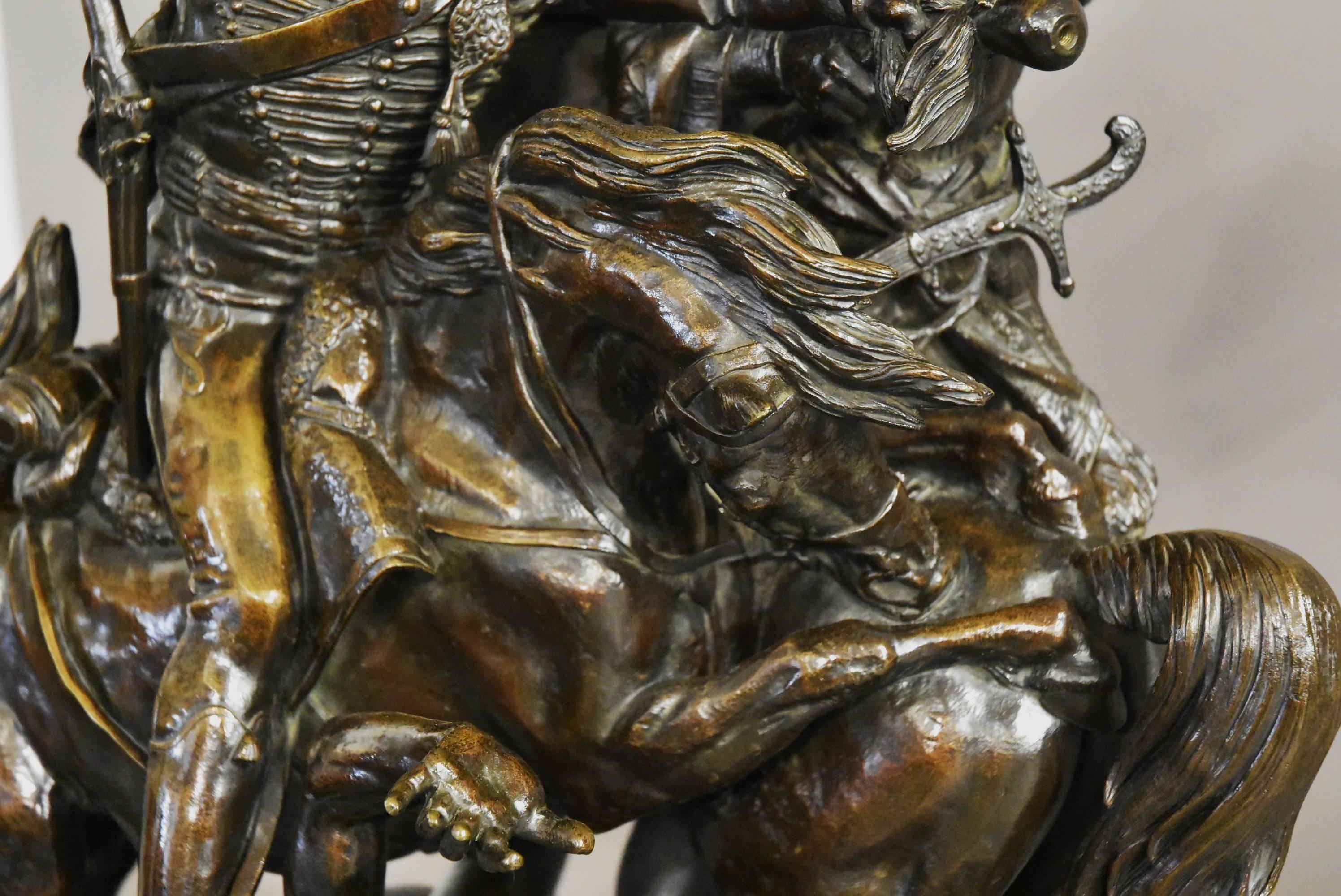 Mid-19th Century Large Fine Quality Patinated Bronze Sculpture Titled 'Aboukir'