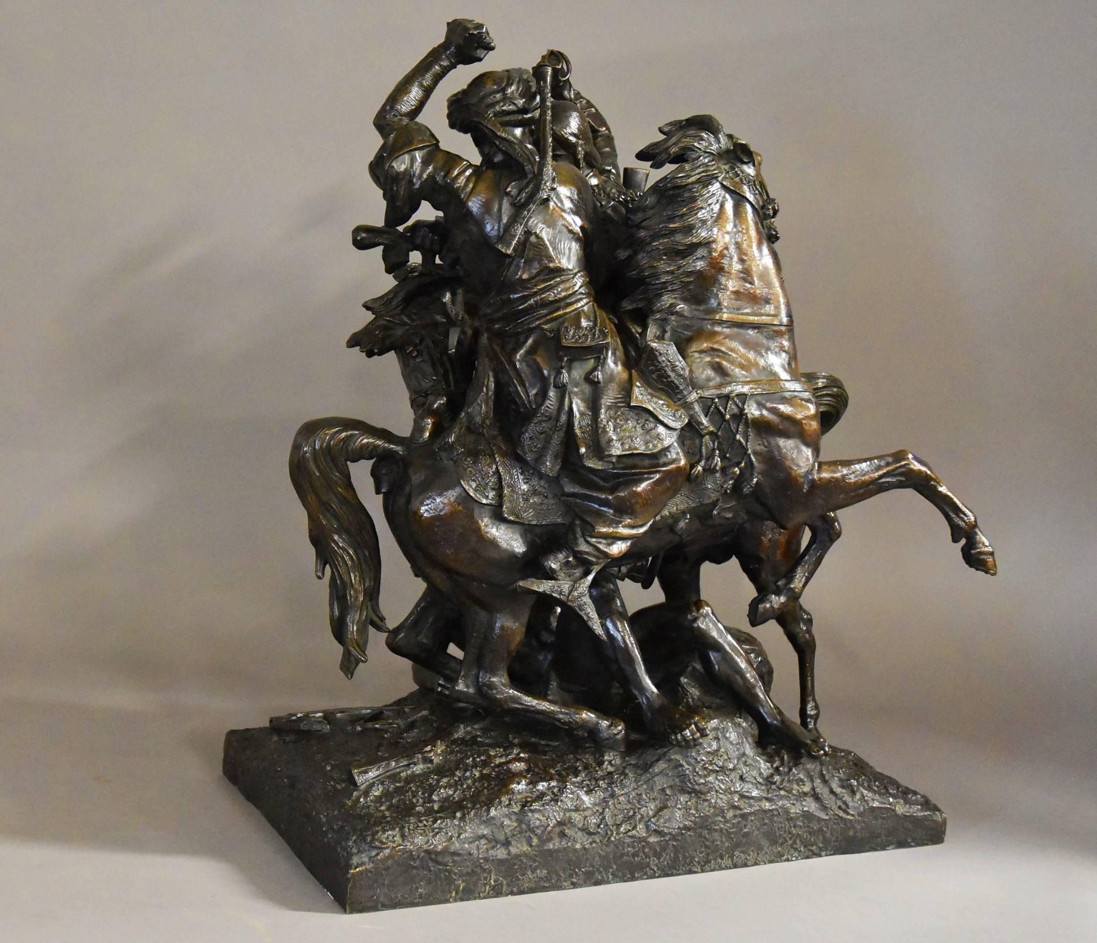 Large Fine Quality Patinated Bronze Sculpture Titled 'Aboukir' 1