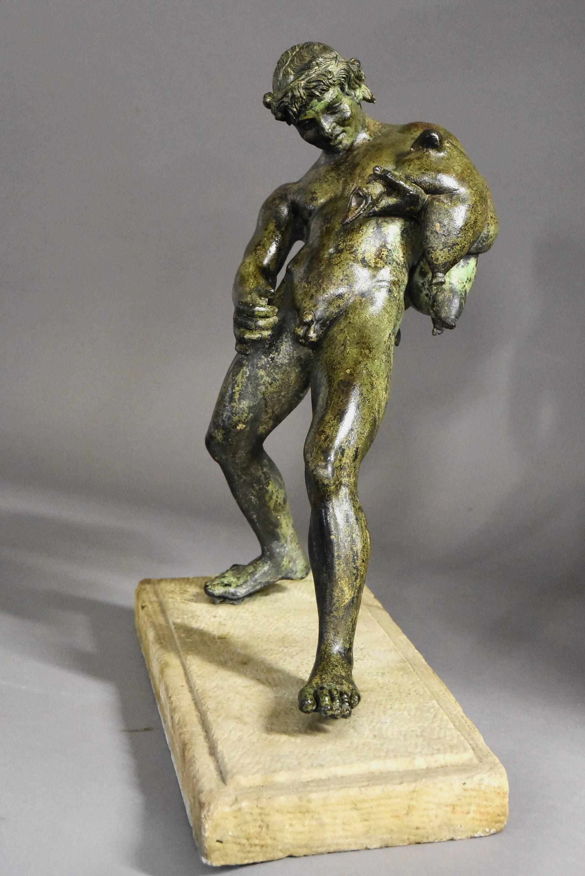 Late 19th-Early 20th Century Grand Tour Style Bronze of Bacchus In Good Condition For Sale In Suffolk, GB