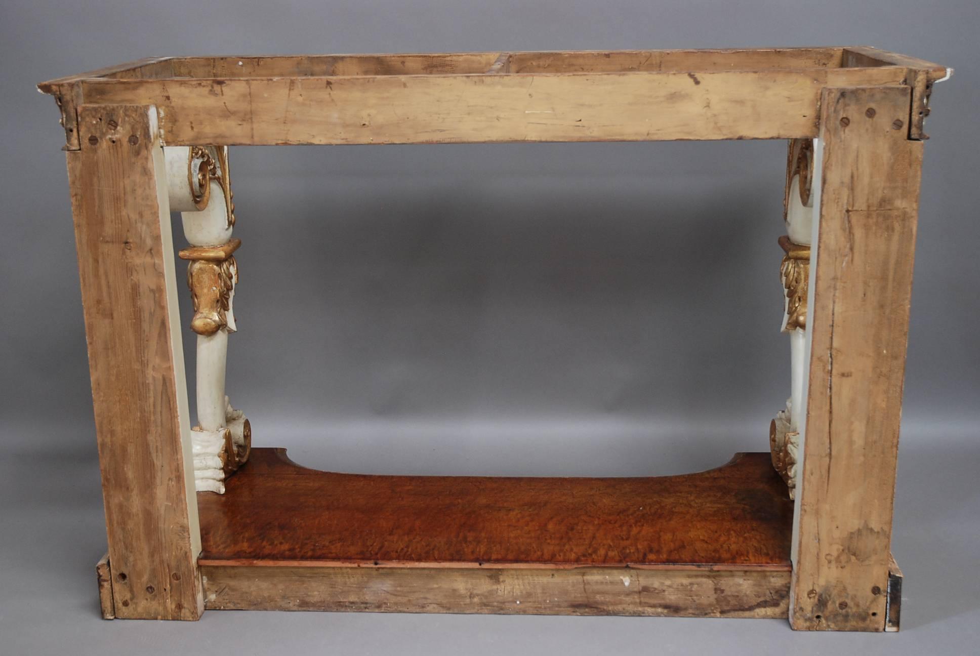 English Regency Gilt and Painted Burr Maple Console Table For Sale 5