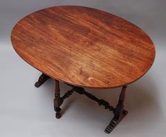 Rare Late 17th Century Yew Wood Coaching Table with Later Mahogany Top