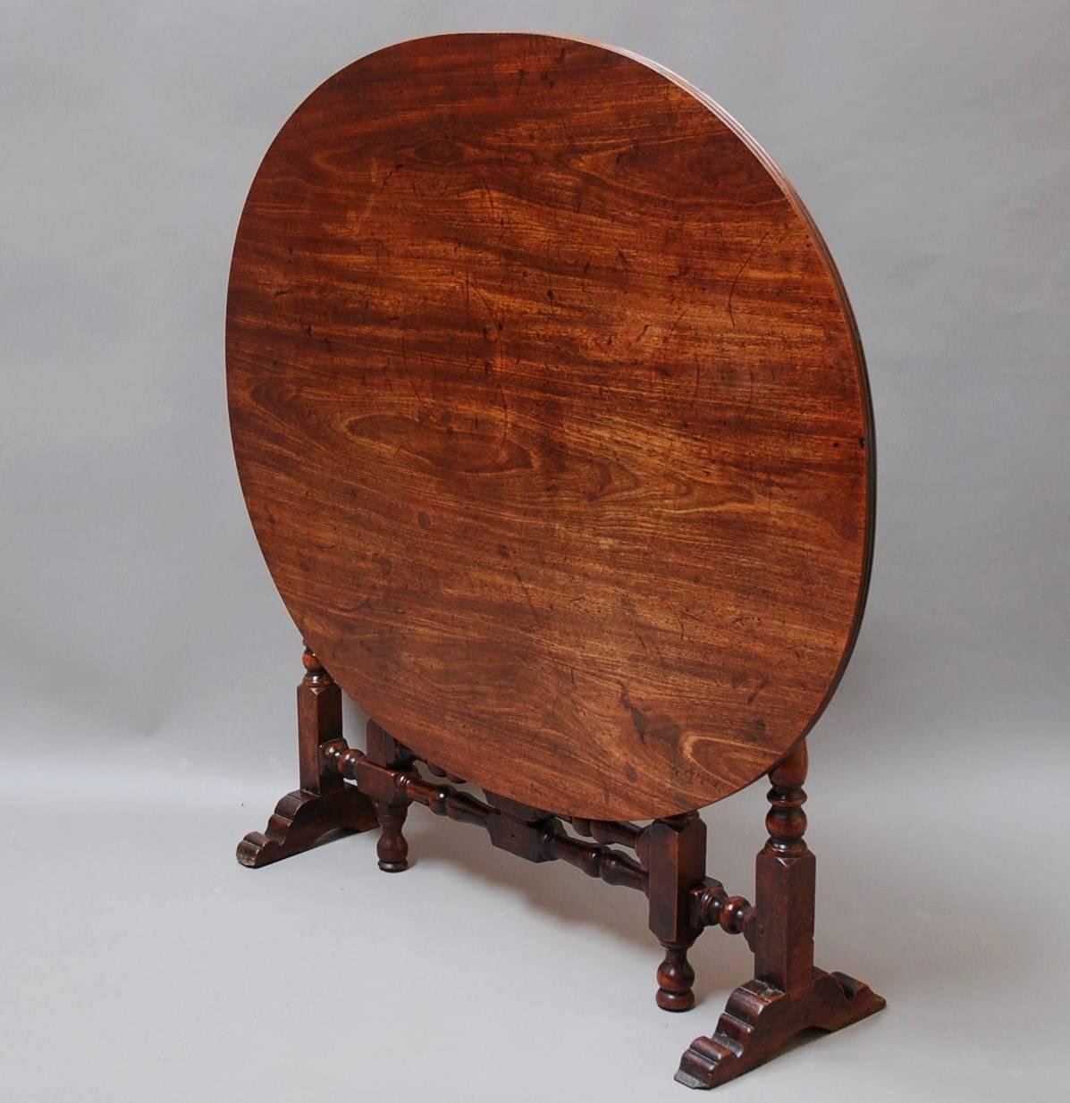 English Rare Late 17th Century Yew Wood Coaching Table with Later Mahogany Top