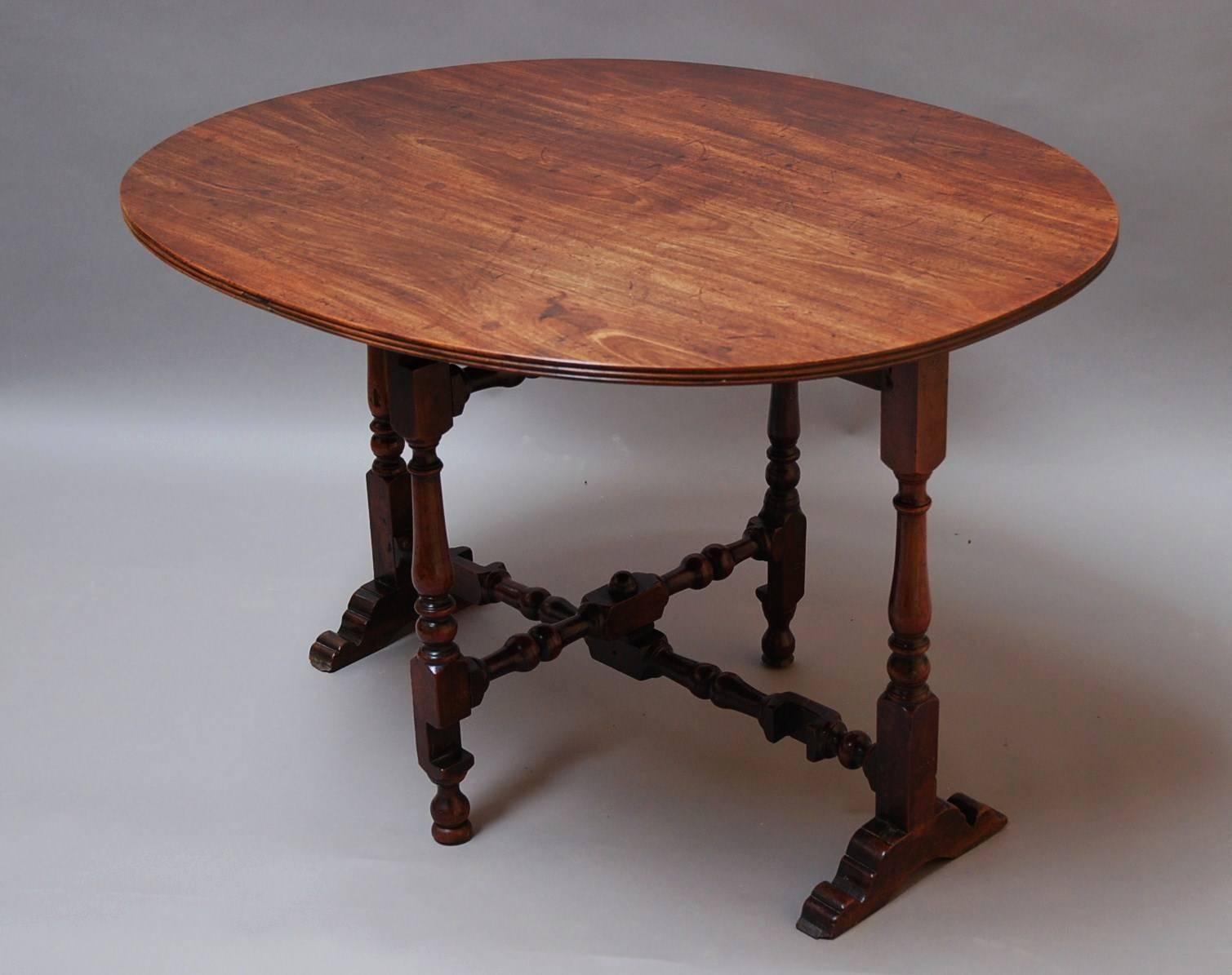 Rare Late 17th Century Yew Wood Coaching Table with Later Mahogany Top 1