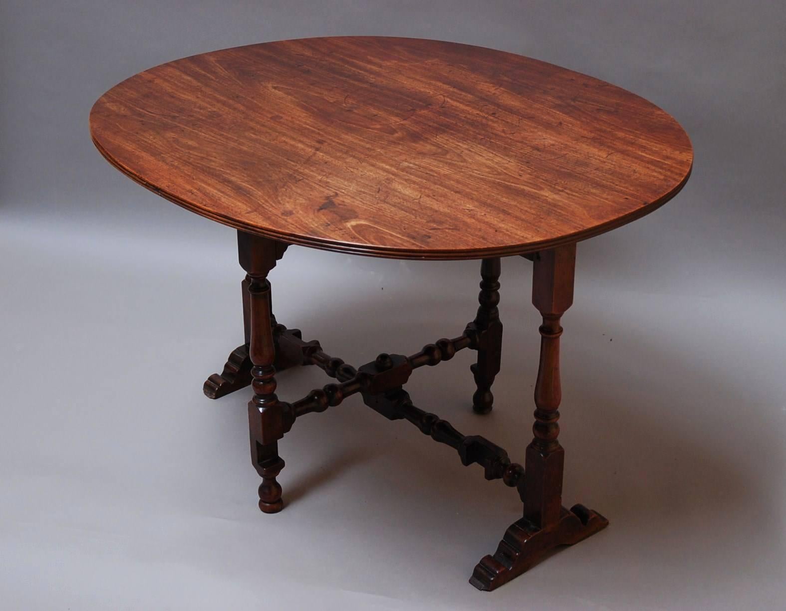 Rare Late 17th Century Yew Wood Coaching Table with Later Mahogany Top 3