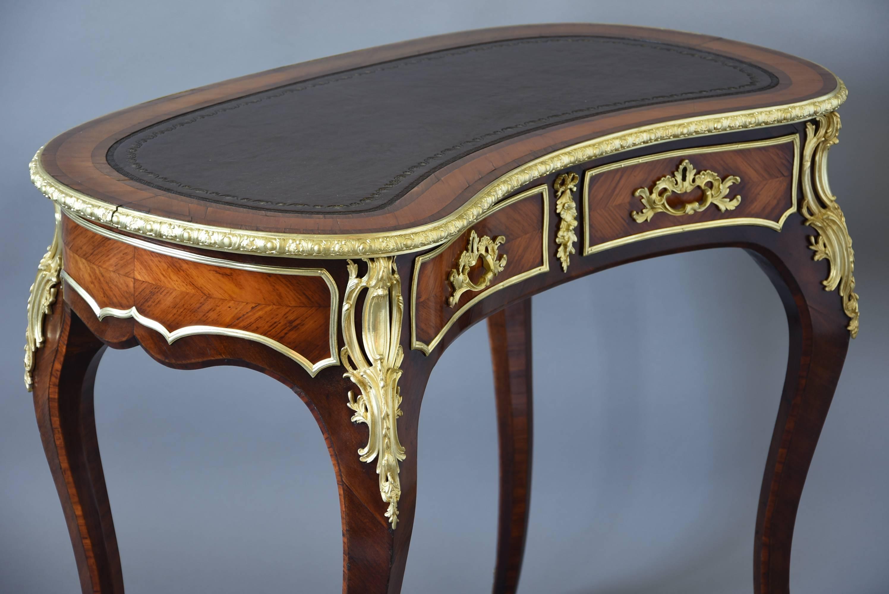Late 19th Century 19th Century Kingwood Freestanding Kidney Shaped Ladies Writing Table For Sale
