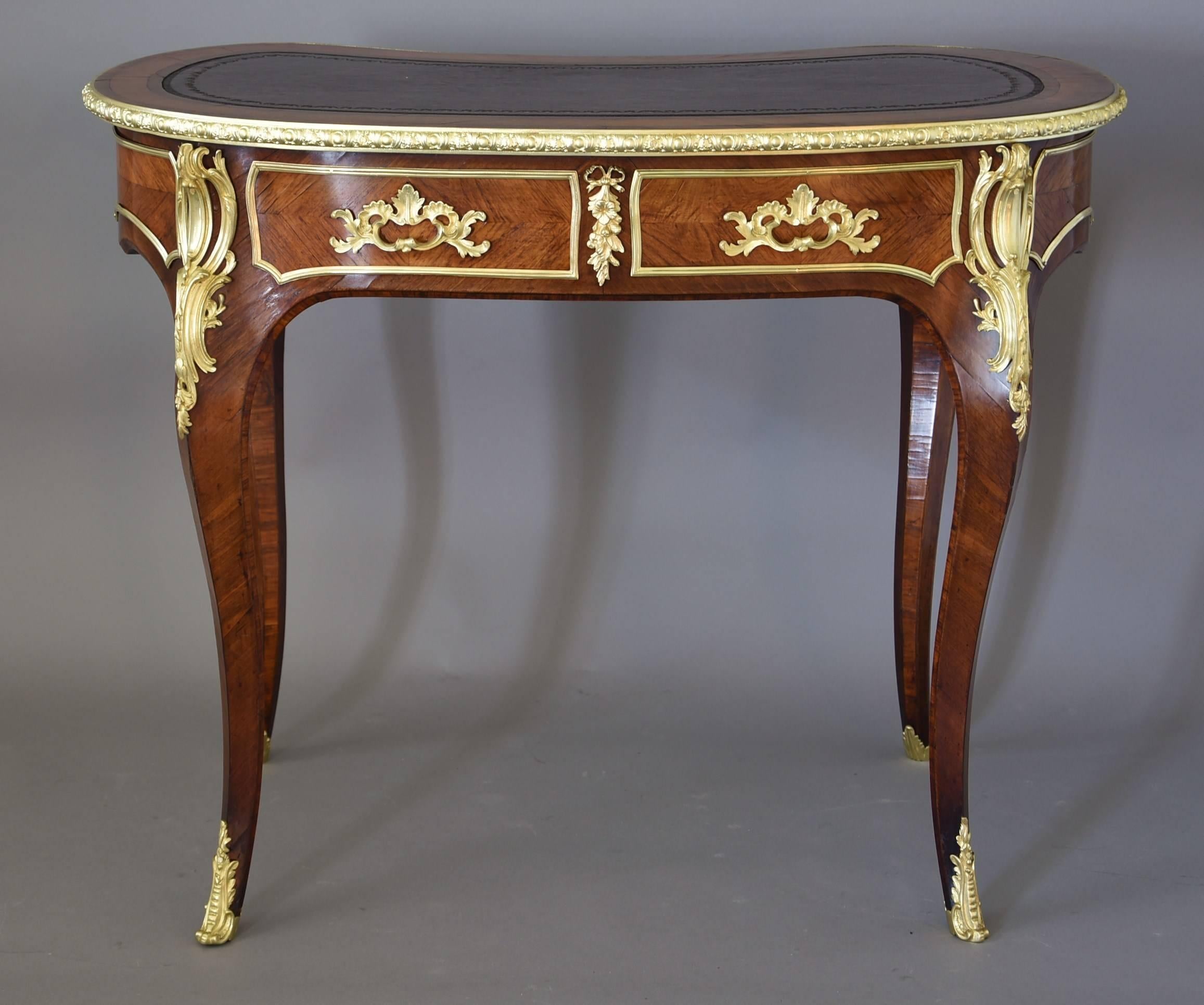 19th Century Kingwood Freestanding Kidney Shaped Ladies Writing Table For Sale 1