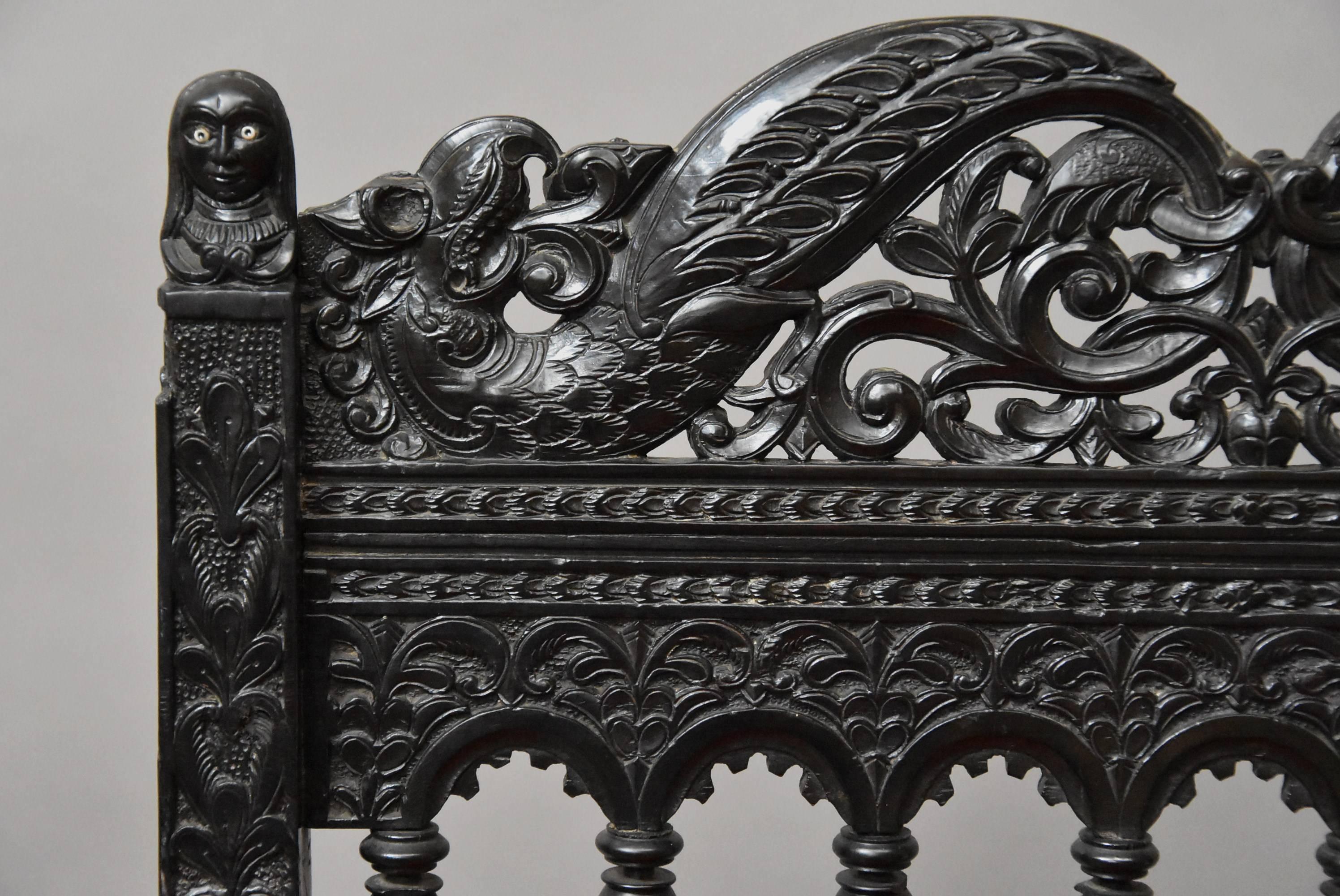 18th Century and Earlier Superb Quality Late 17th Century Solid Ebony Chair
