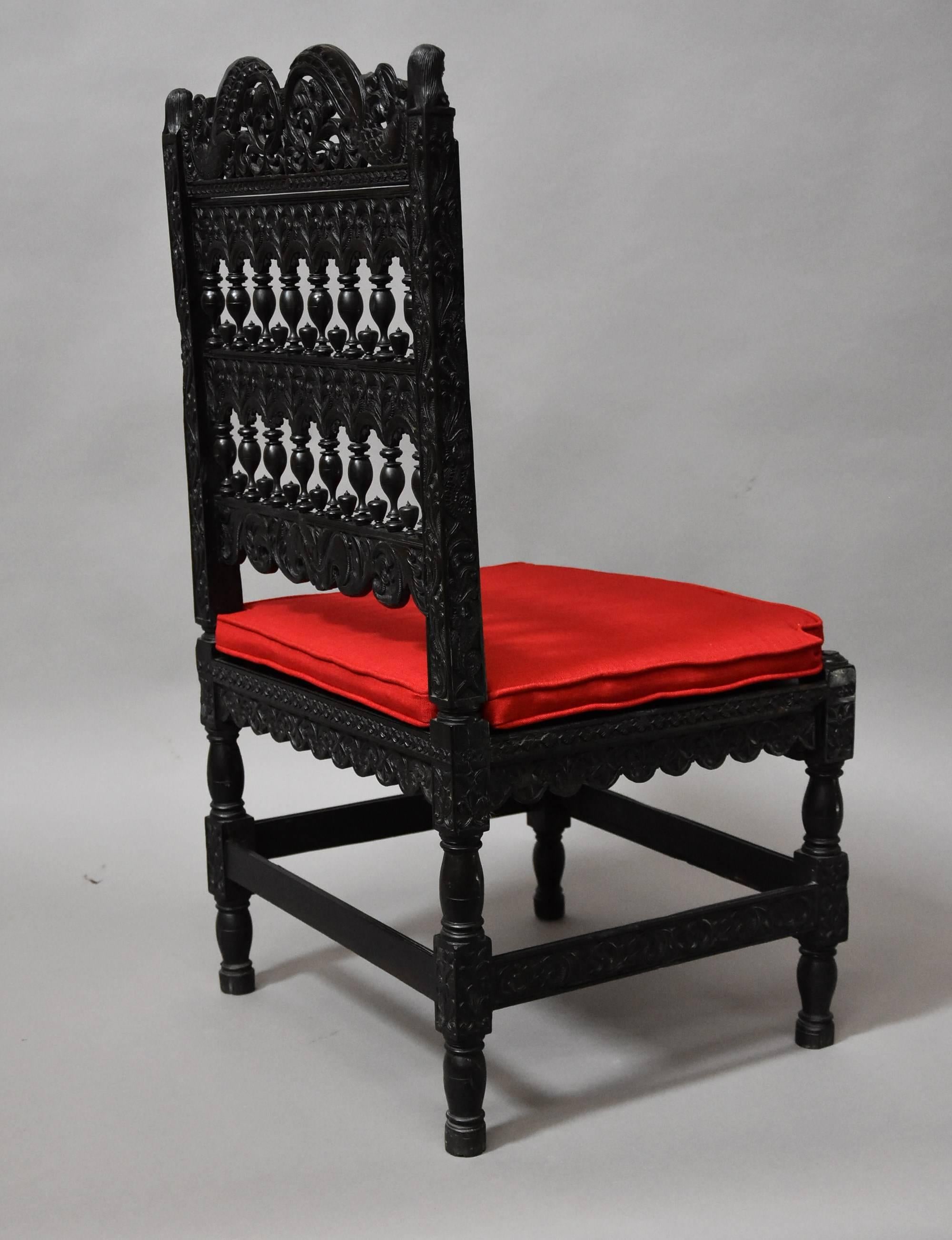 Superb Quality Late 17th Century Solid Ebony Chair 4
