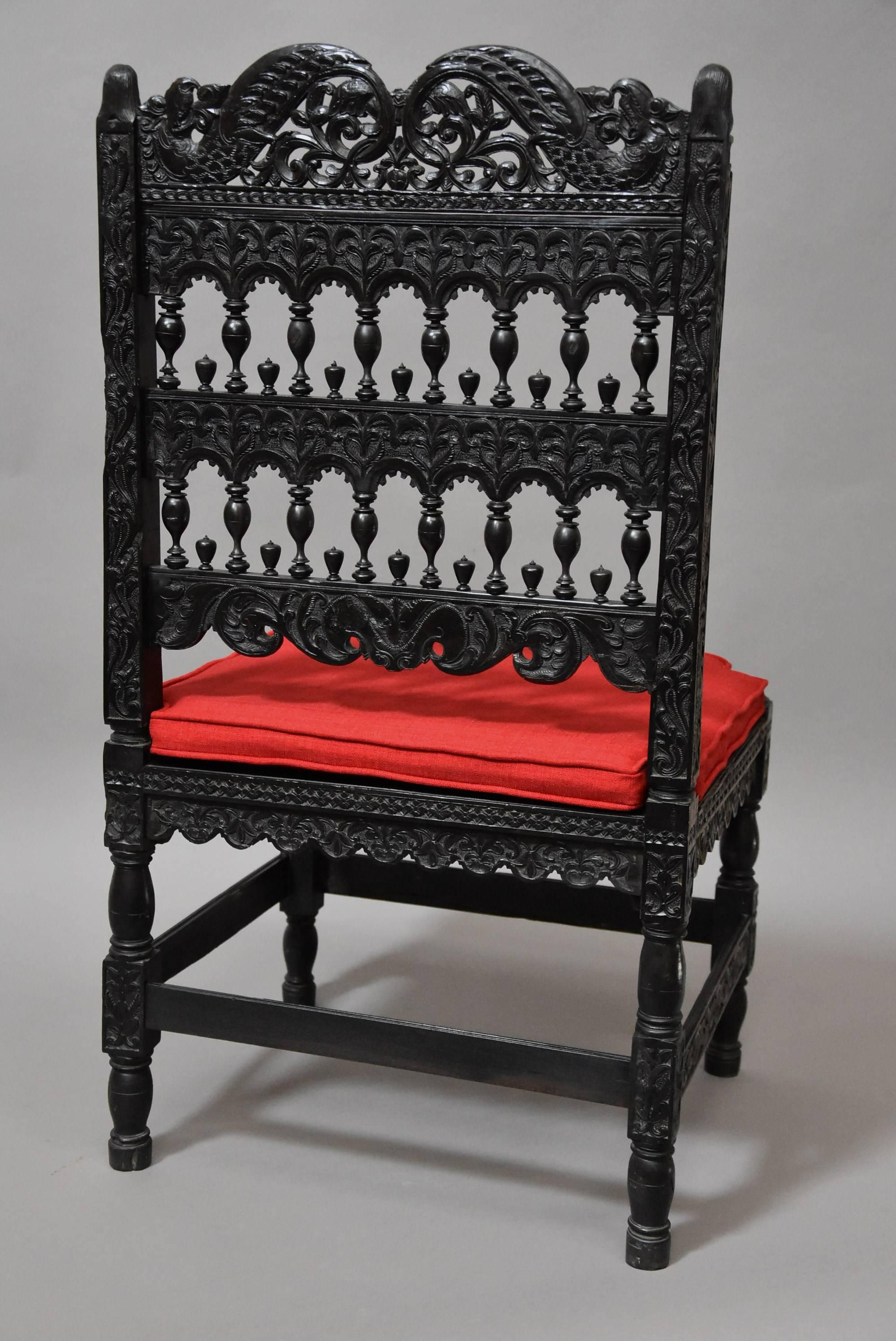 Superb Quality Late 17th Century Solid Ebony Chair 5