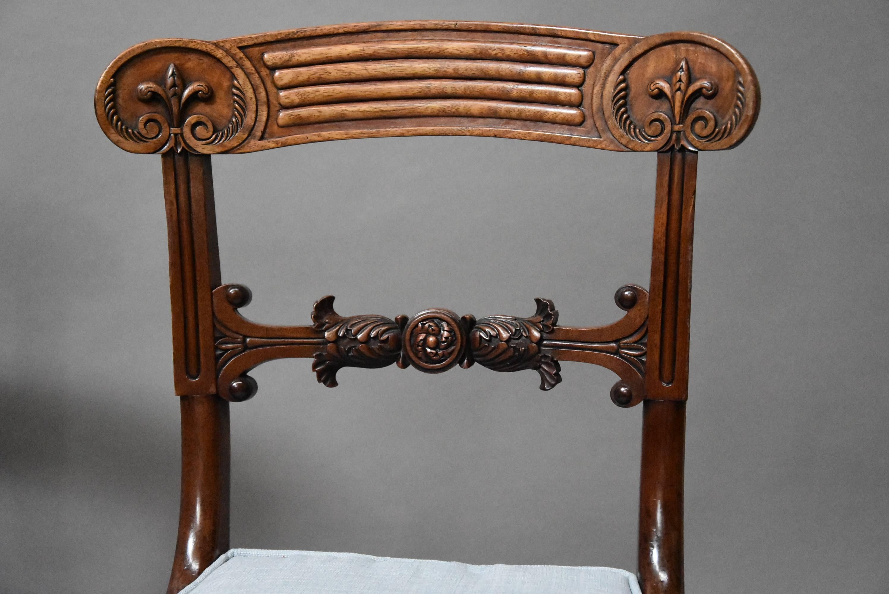 Superb Set of Eight Regency Mahogany Dining Chairs of Superb Patina For Sale 1