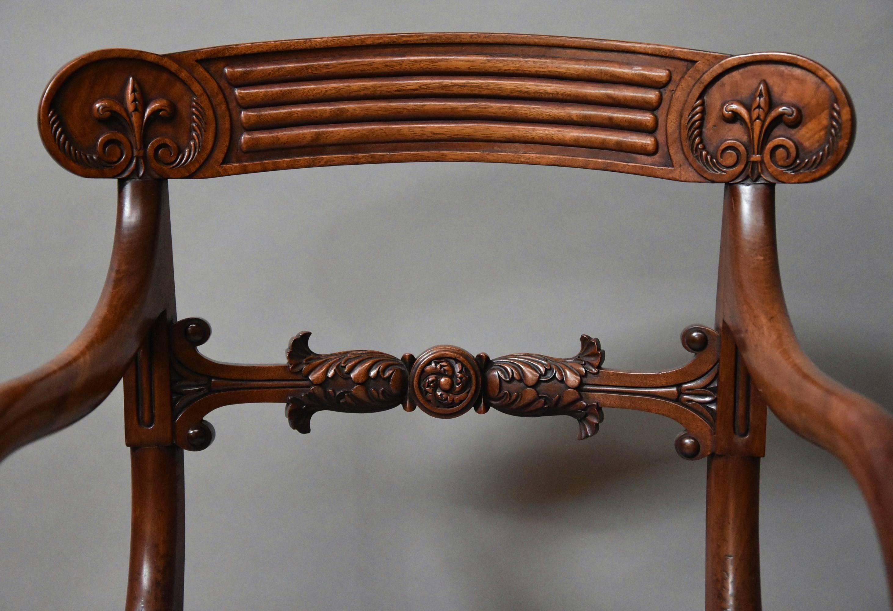 Superb Set of Eight Regency Mahogany Dining Chairs of Superb Patina For Sale 2