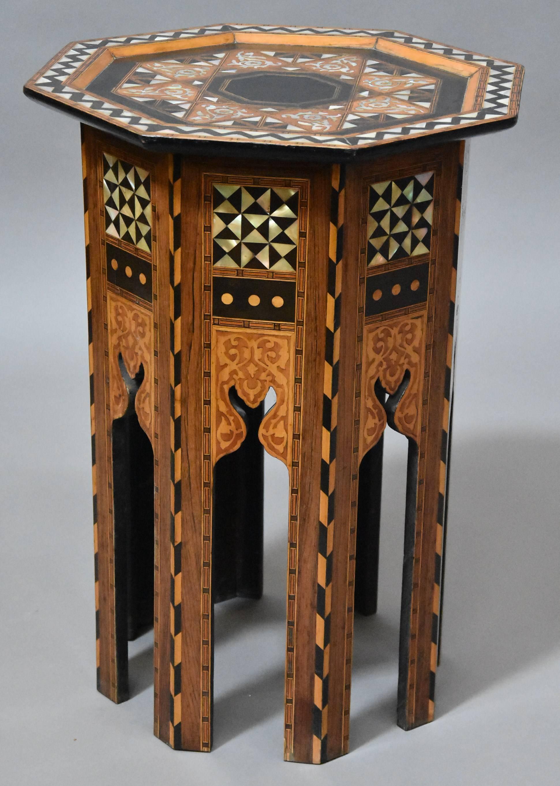 Asian 19th Century Liberty & Co. Octagonal Inlaid Table in Excellent Condition