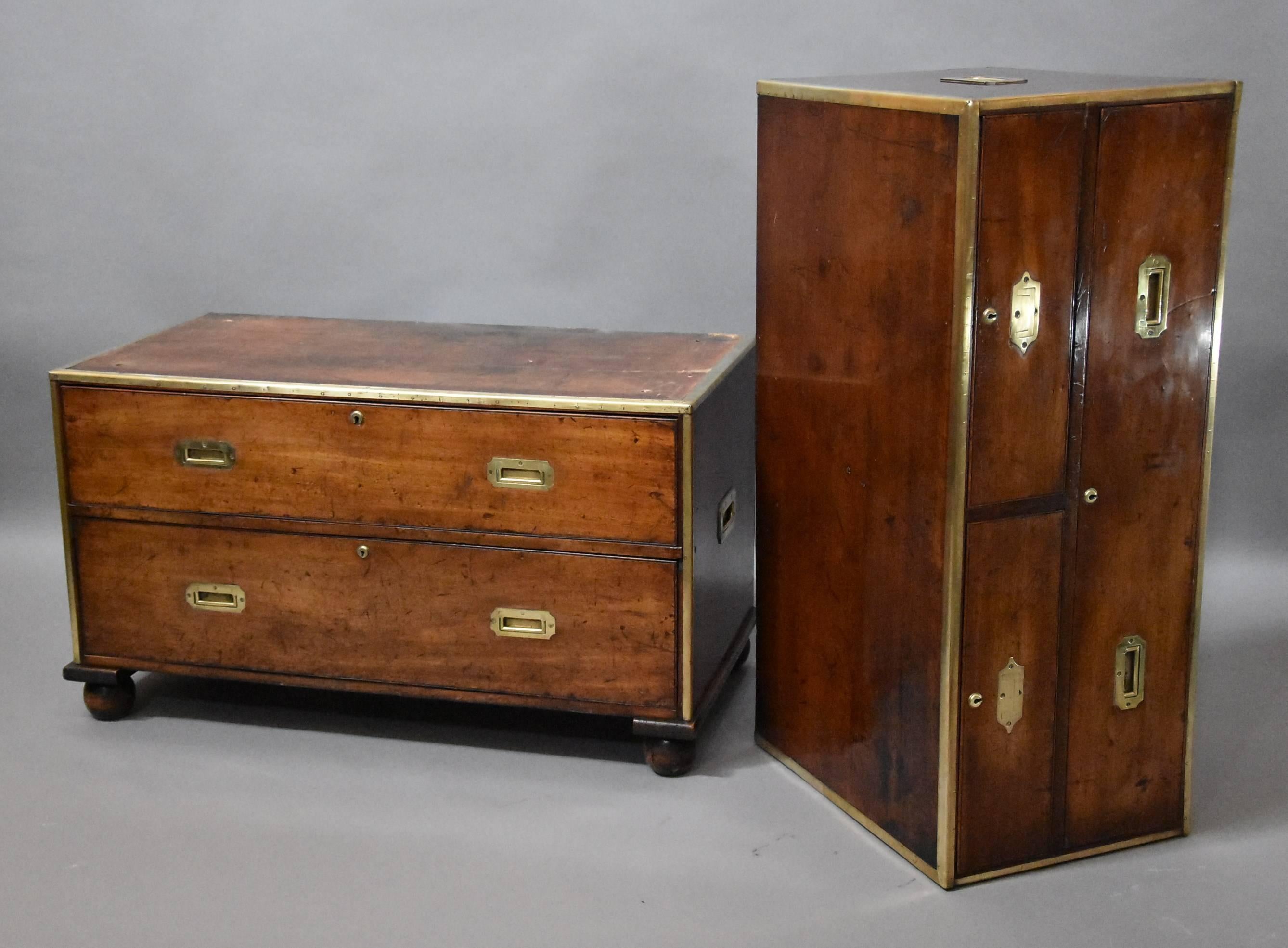 Mid-19th Century Mahogany and Brass Bound Military Chest of Excellent Patina 3