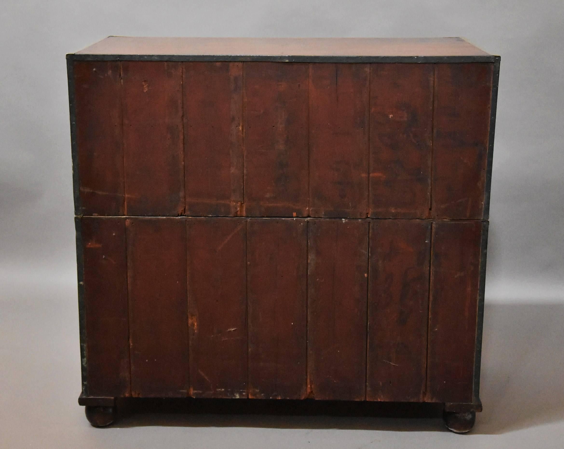 Mid-19th Century Mahogany and Brass Bound Military Chest of Excellent Patina 6