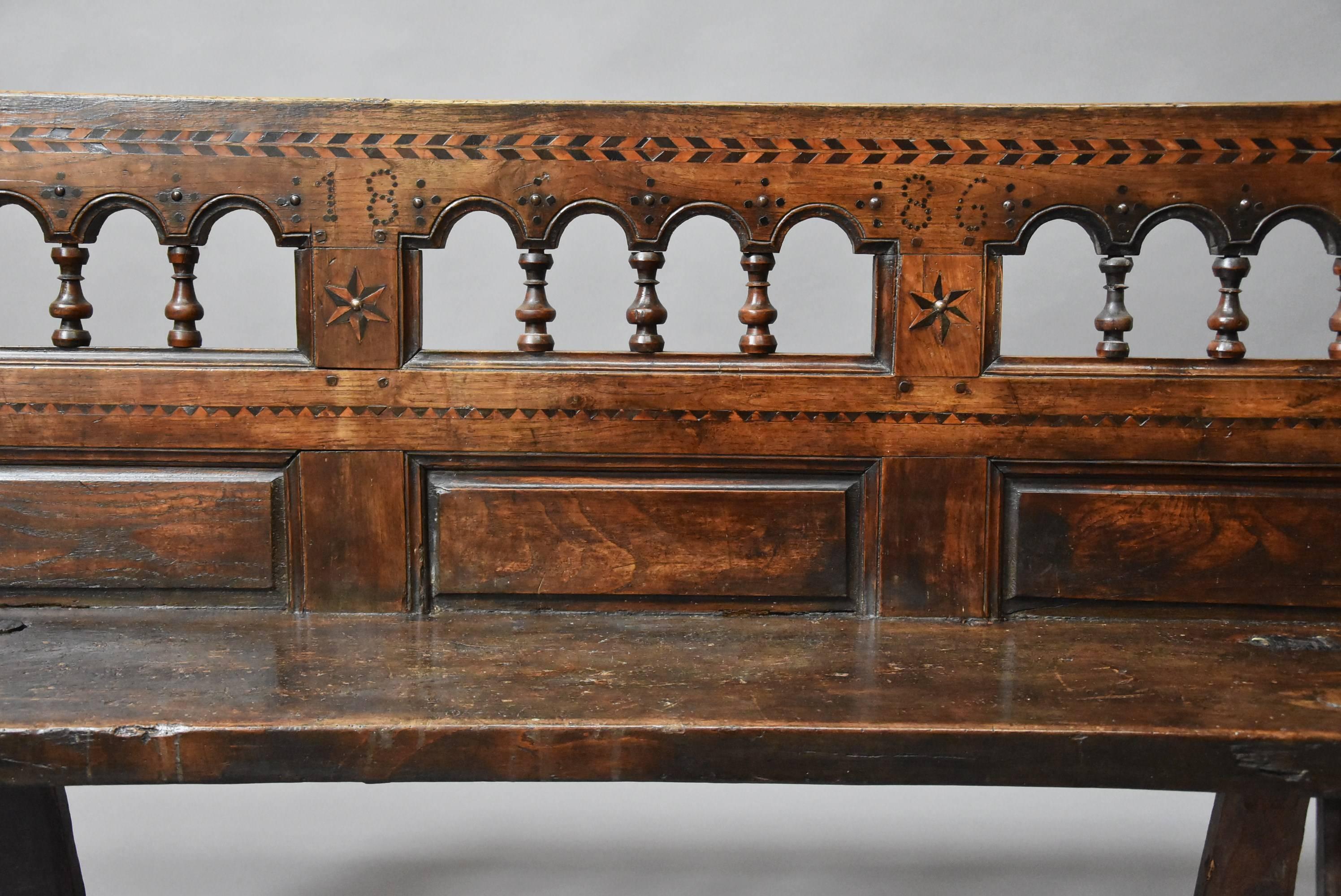 Late 19th Century French Breton Walnut and Elm Bench of Superb Patina 2