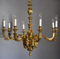 French 19th Century Eight Branch Gilt Metal Chandelier in the Louis XIV Style