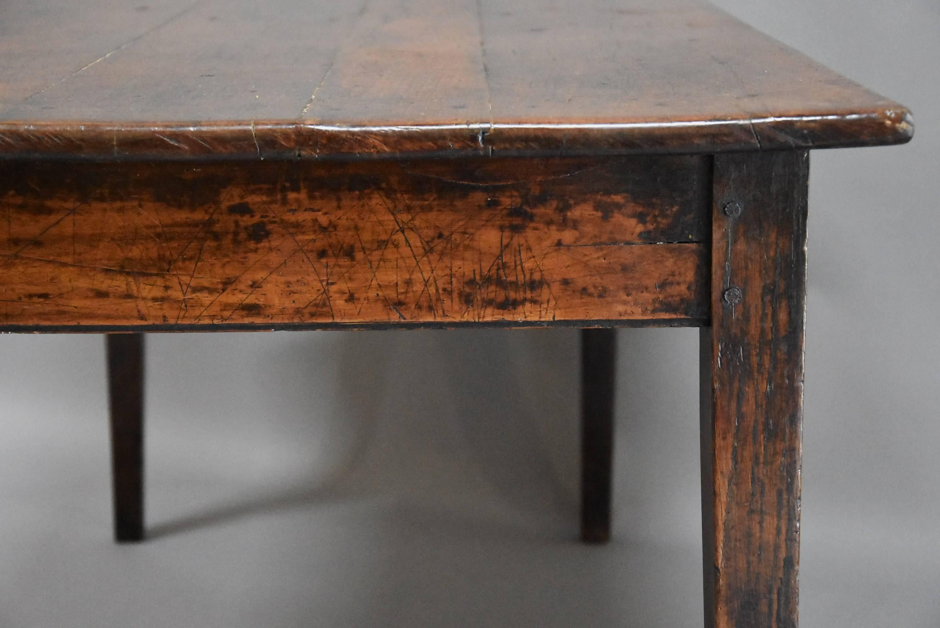 Mid-19th Century French 19th Century Fruitwood “Cherry” and Elm Farmhouse Table