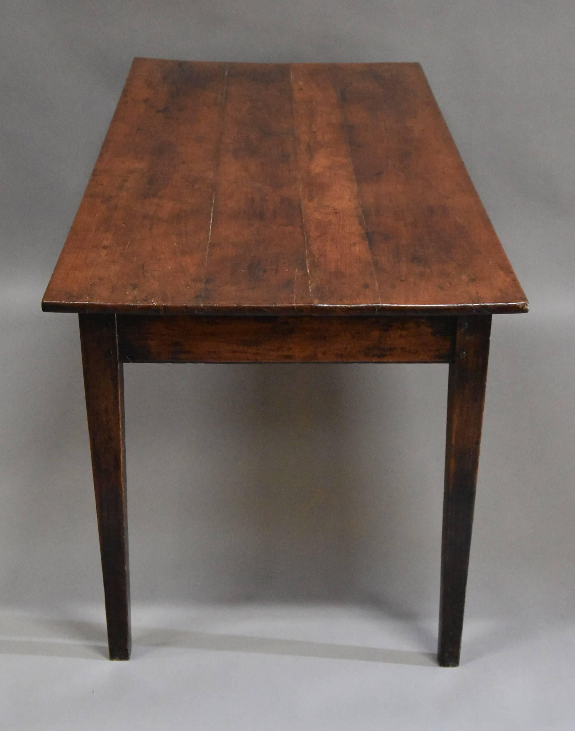 French 19th Century Fruitwood “Cherry” and Elm Farmhouse Table 1