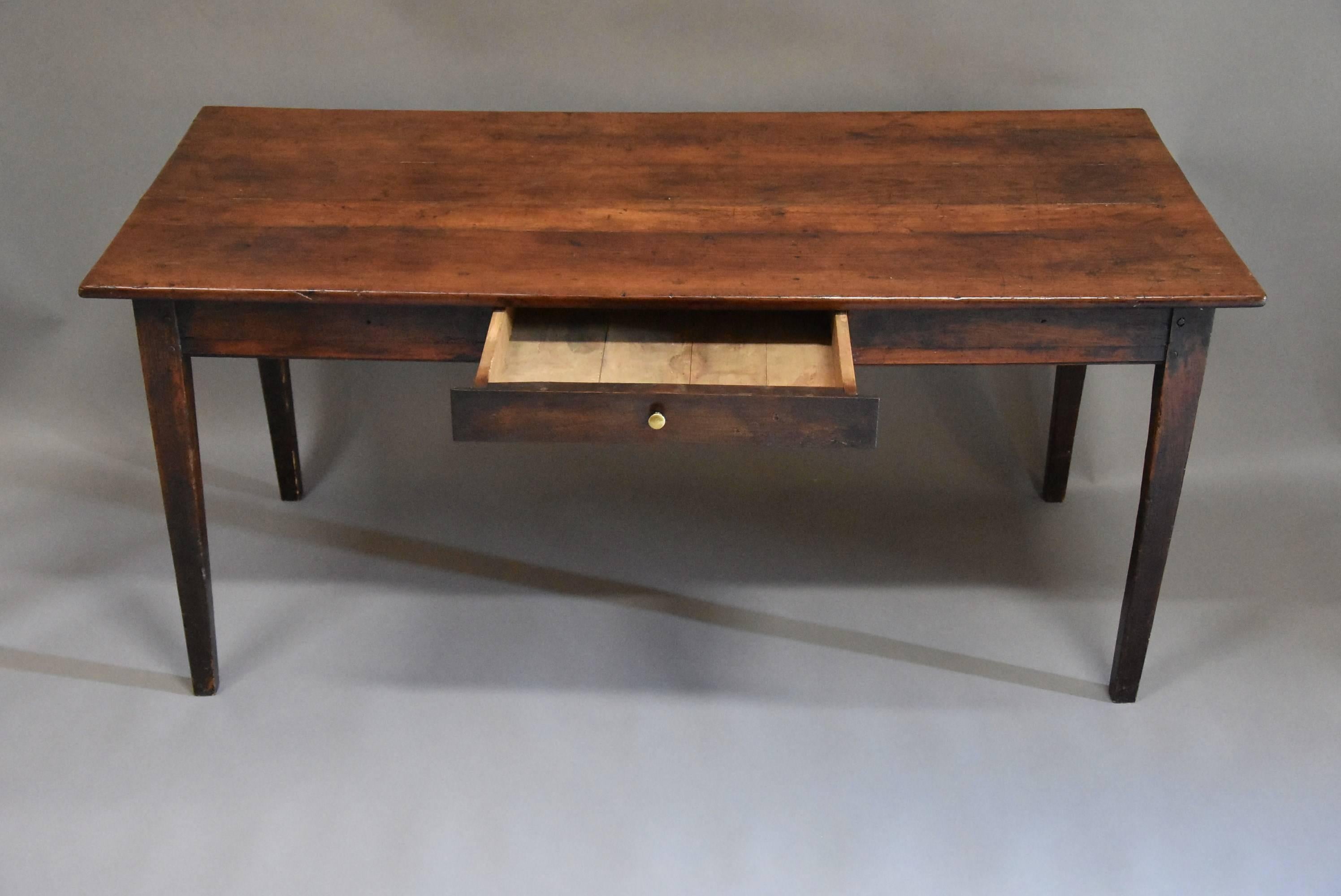 French 19th Century Fruitwood “Cherry” and Elm Farmhouse Table 2