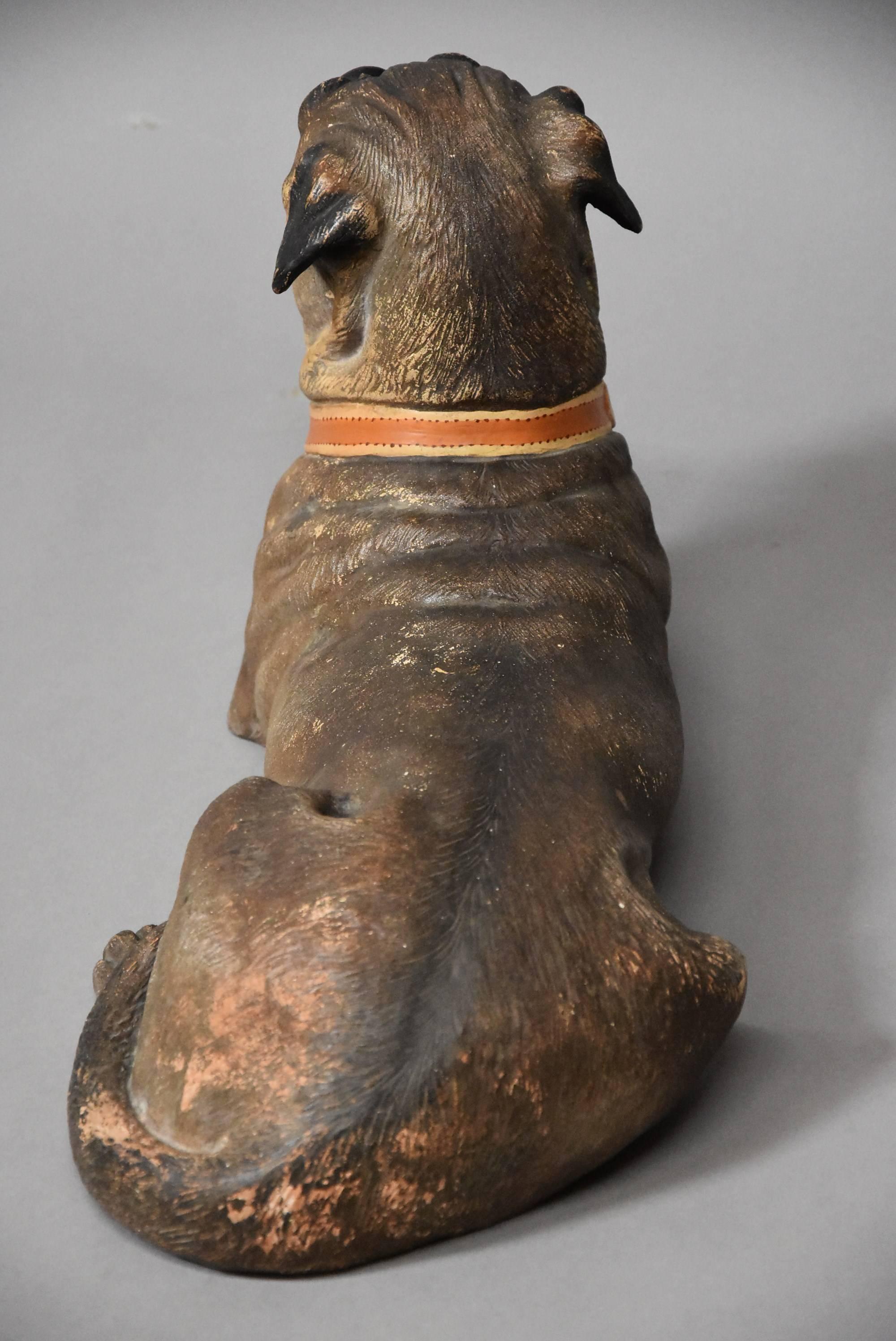 Austrian Late 19th Century Reclining Terracotta Pug Dog 5