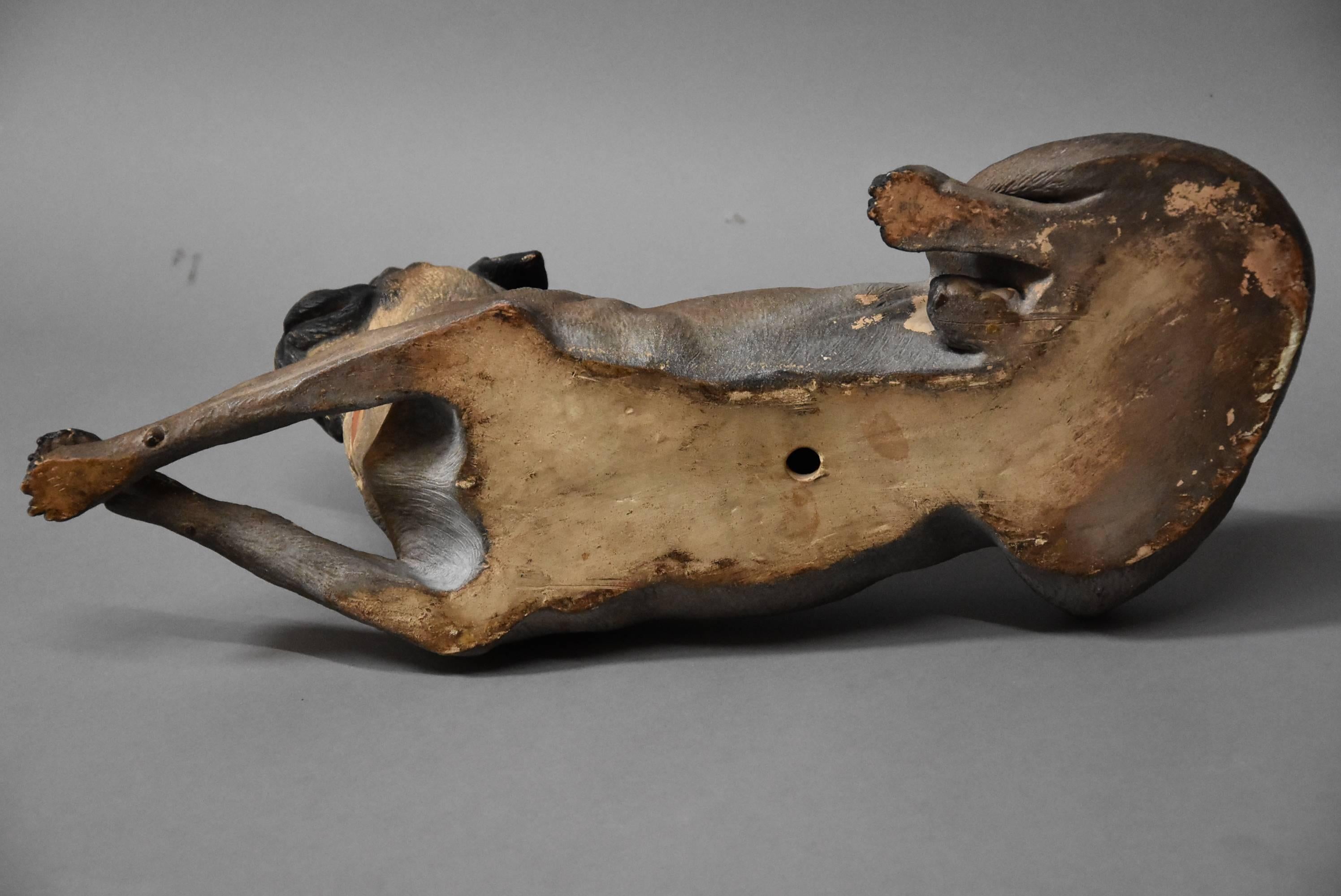 Austrian Late 19th Century Reclining Terracotta Pug Dog 6