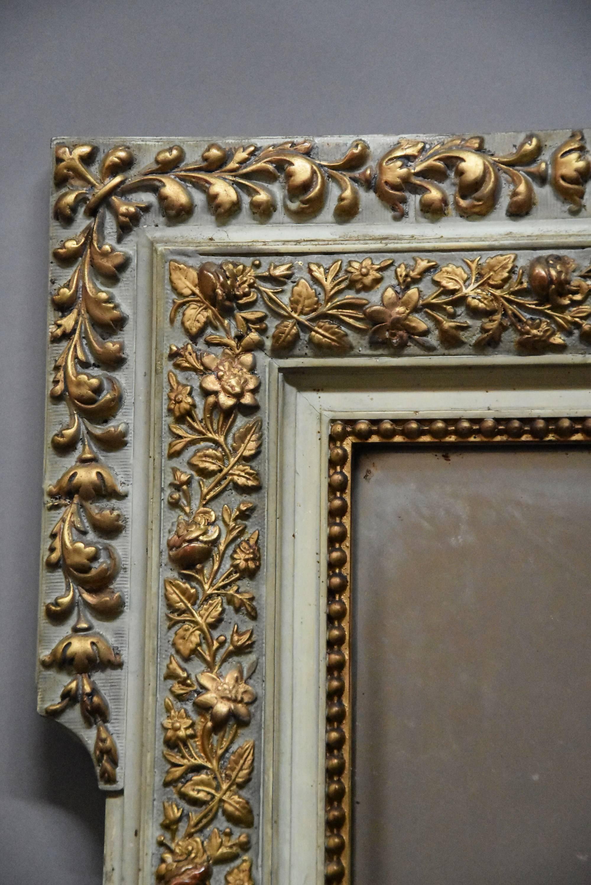 Large Late 19th Century French Gilt and Painted Mirror in the Louis XVI Style 2