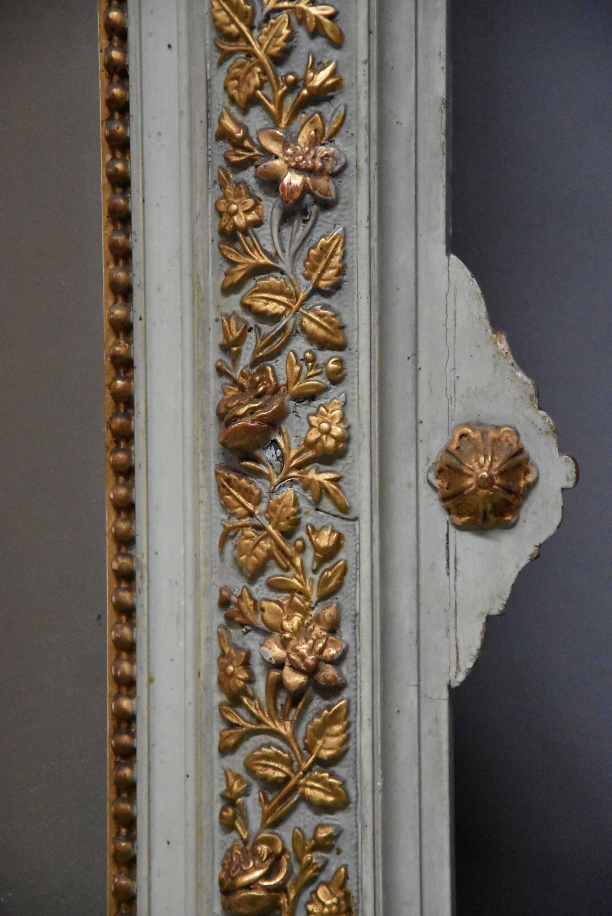 Large Late 19th Century French Gilt and Painted Mirror in the Louis XVI Style 3