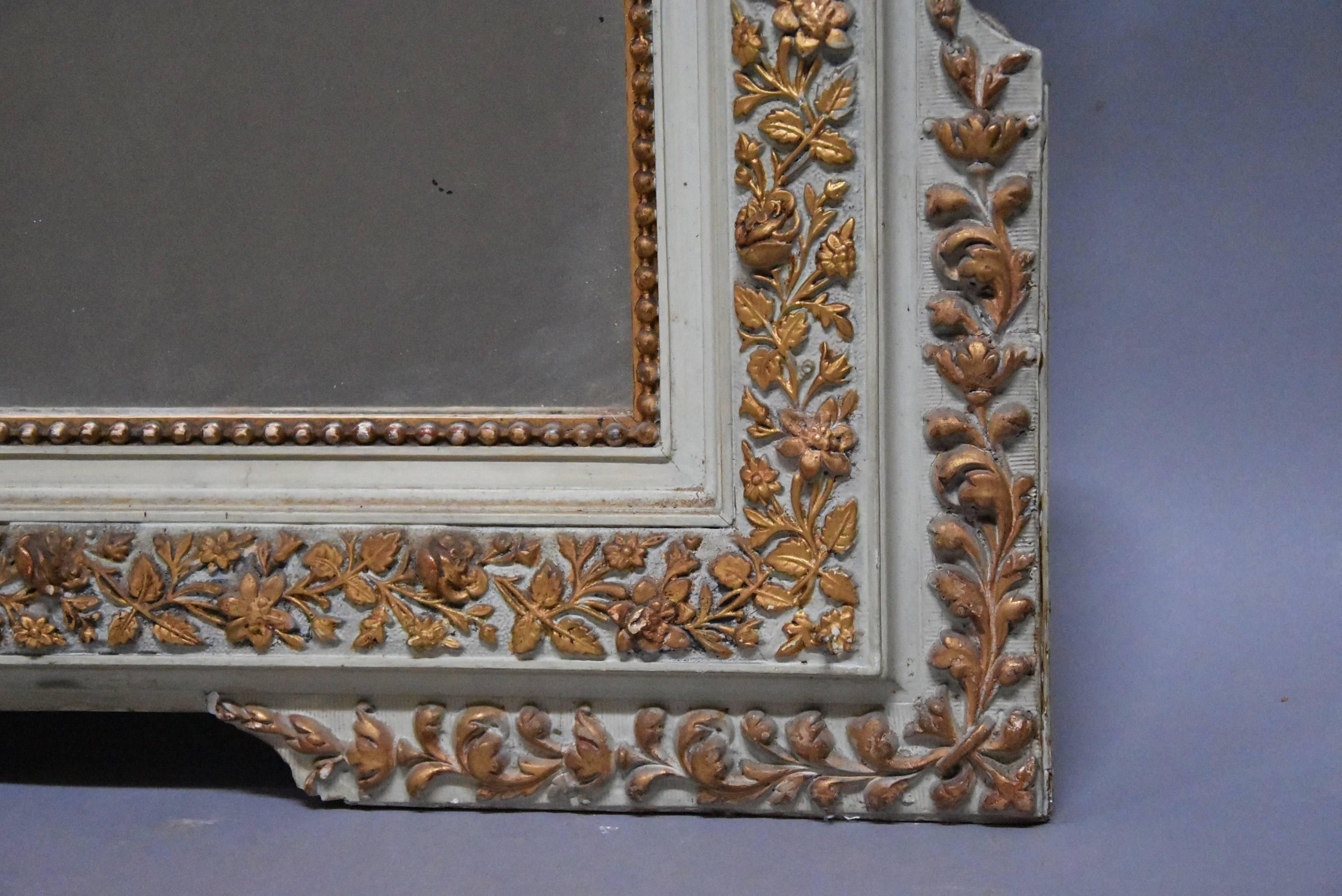 Large Late 19th Century French Gilt and Painted Mirror in the Louis XVI Style 4