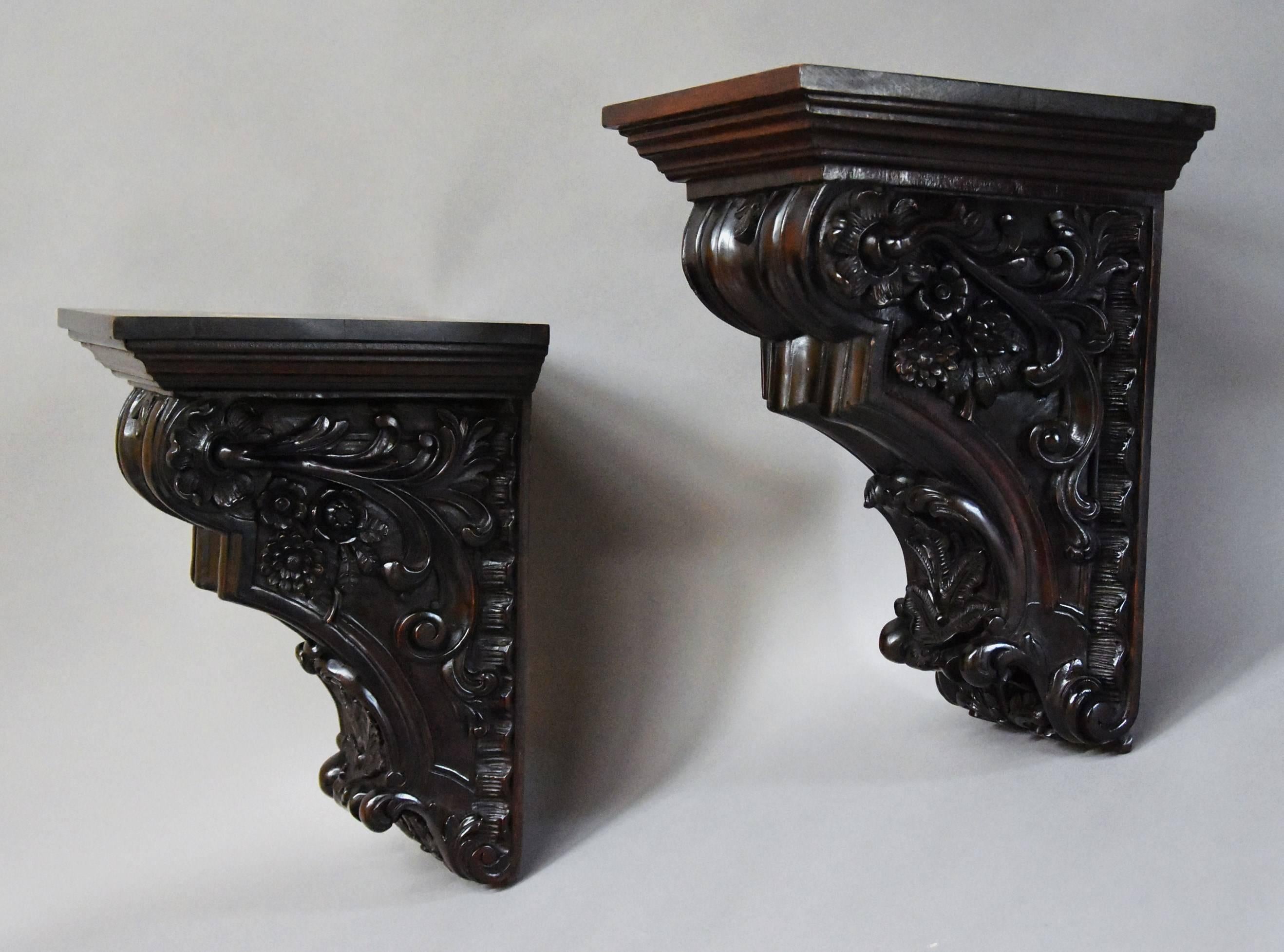 Large Pair of 19th Century Decorative Carved Mahogany Architectural Brackets 5