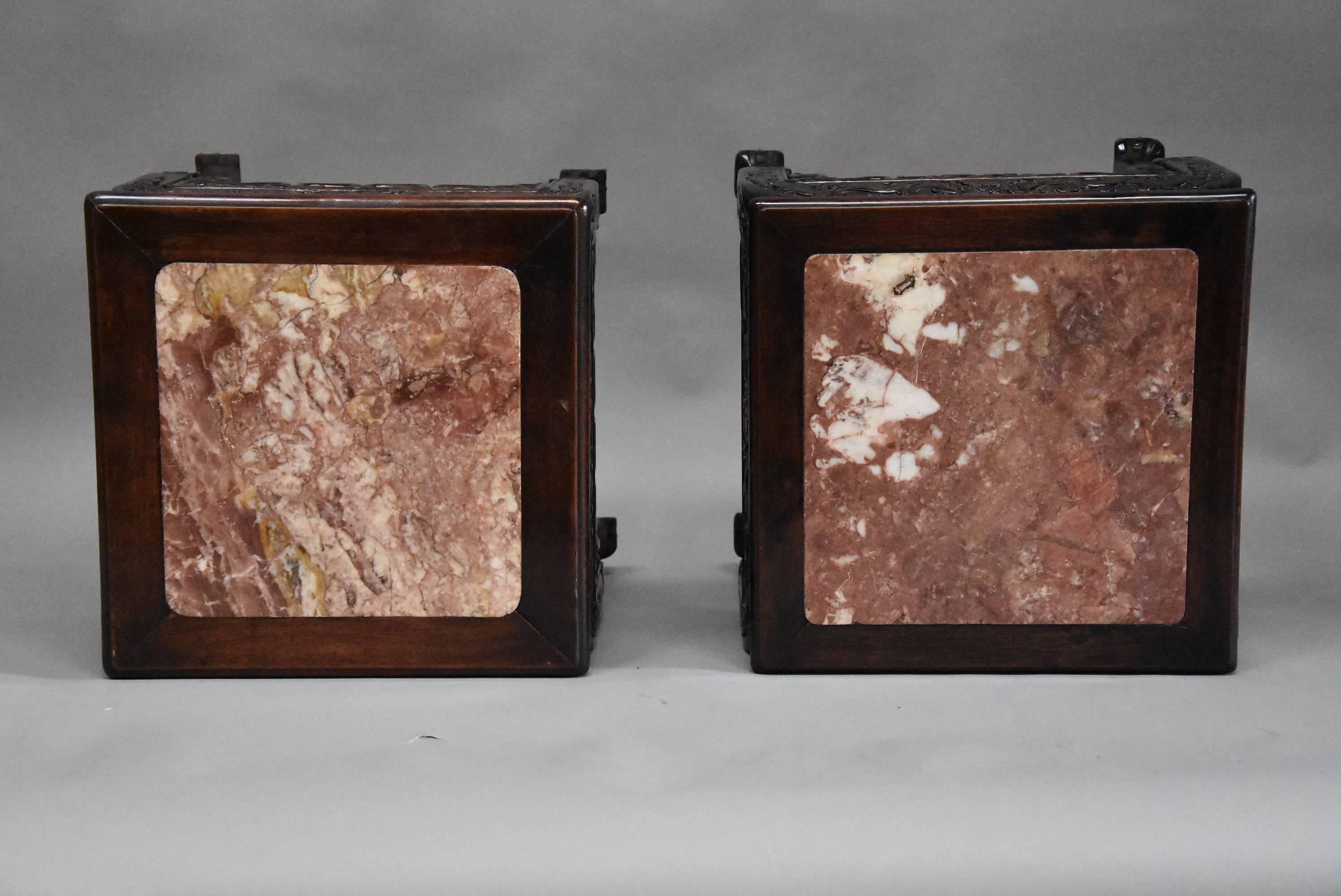 Late 19th Century Matched Pair of Square Chinese Pot Stands 4