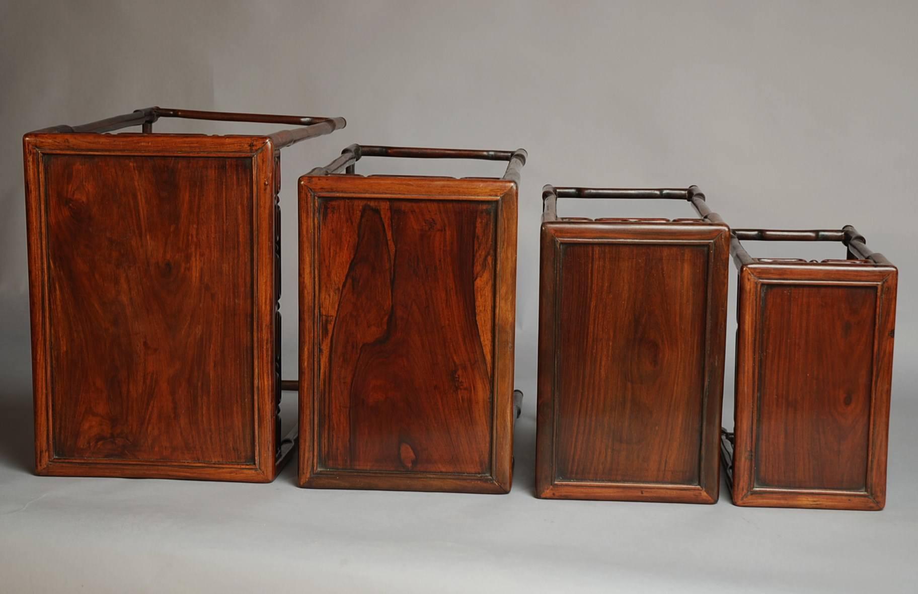 Late 19th Century Set of Four Graduated 'Quartetto' Chinese Hardwood Tables 4