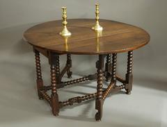 Large 17th Century Oak Gateleg Table with Bobbin Turned Legs