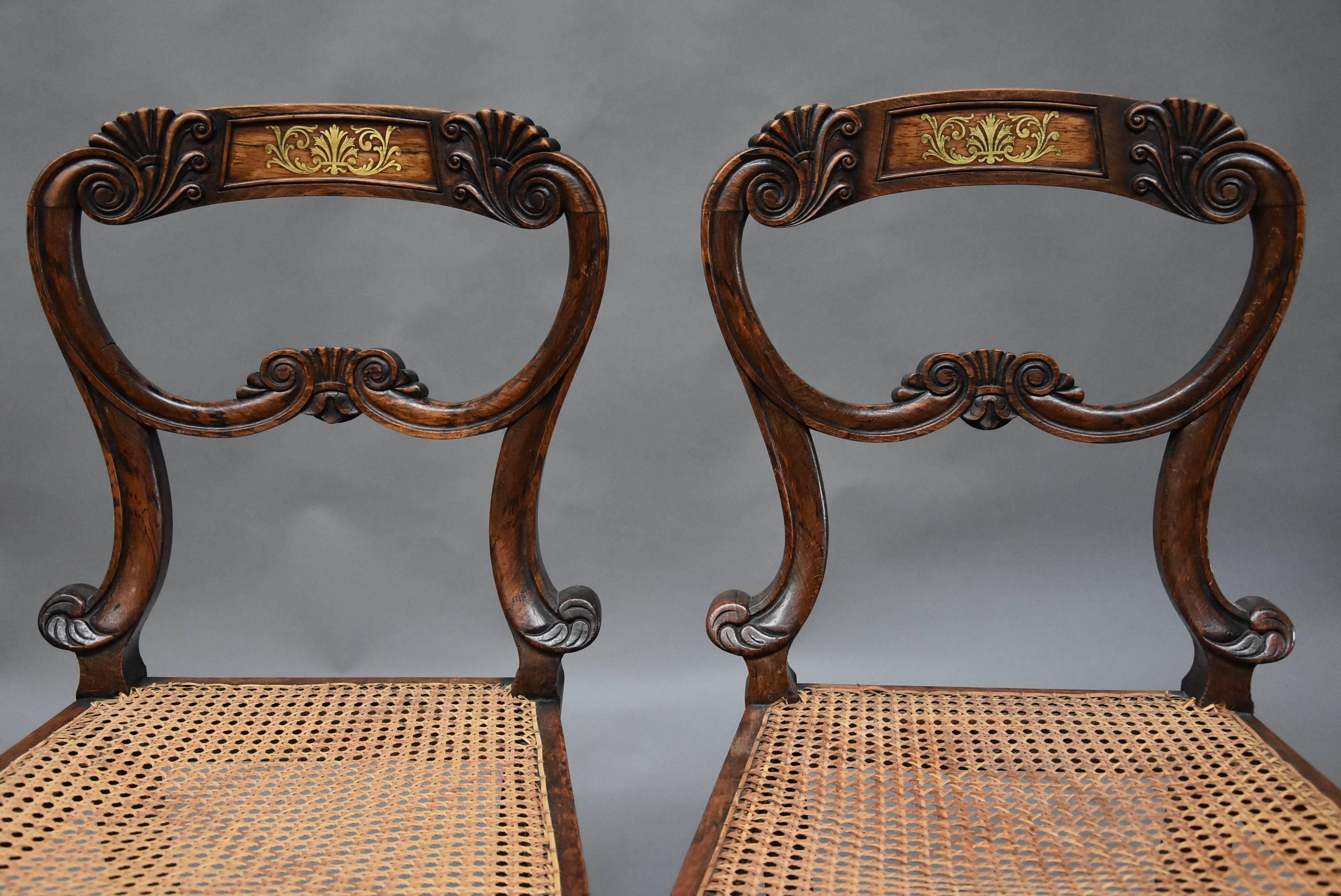 English Pair of 19th Century Simulated Rosewood Regency Chairs in the Manner of Gillows