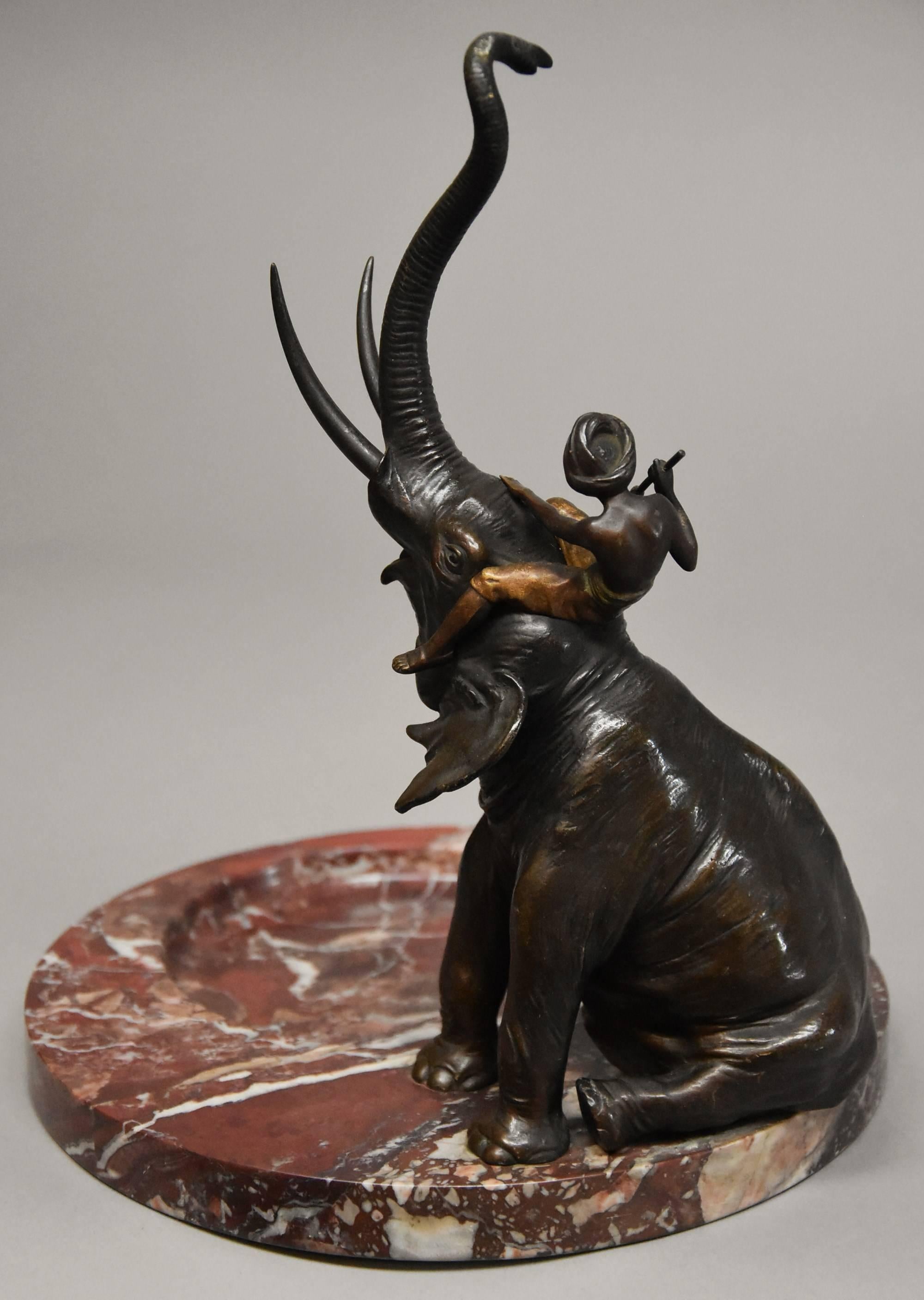 Austrian Superb Quality Late 19th Century Bronze Elephant on Marble Base by Franz Bergman For Sale