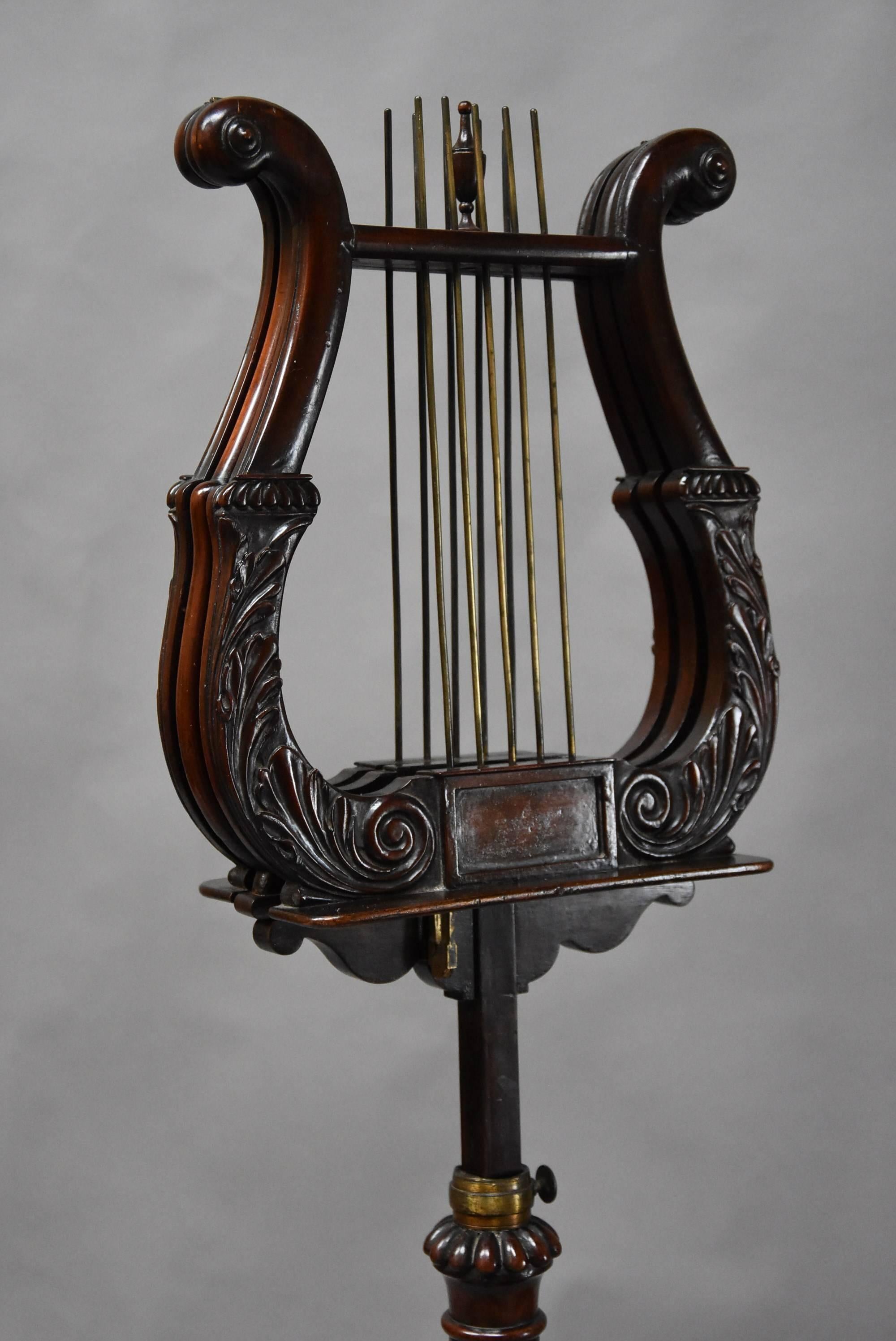 19th Century Regency Mahogany Lyre Duet Music Stand of Excellent Quality 1