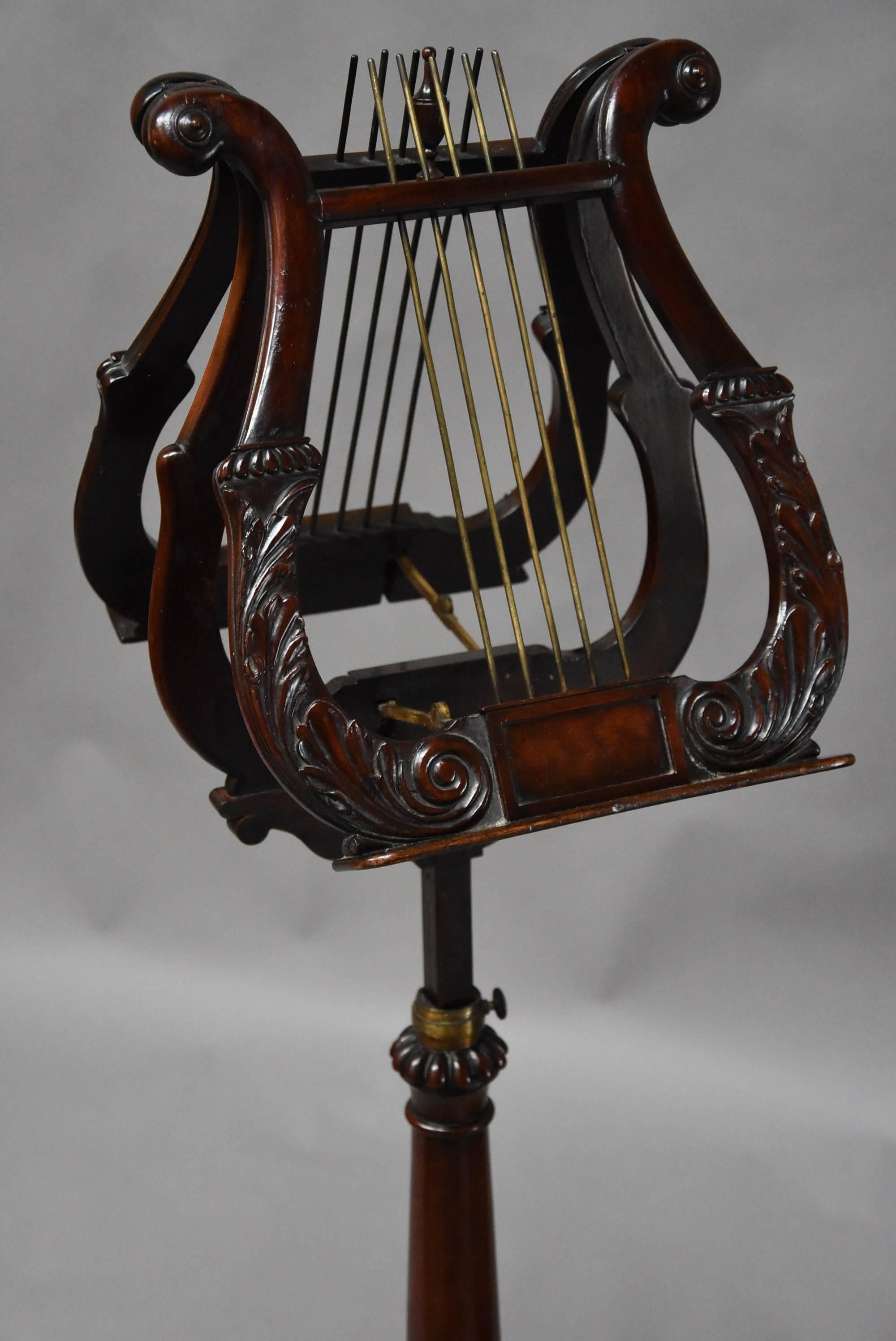 19th Century Regency Mahogany Lyre Duet Music Stand of Excellent Quality 3