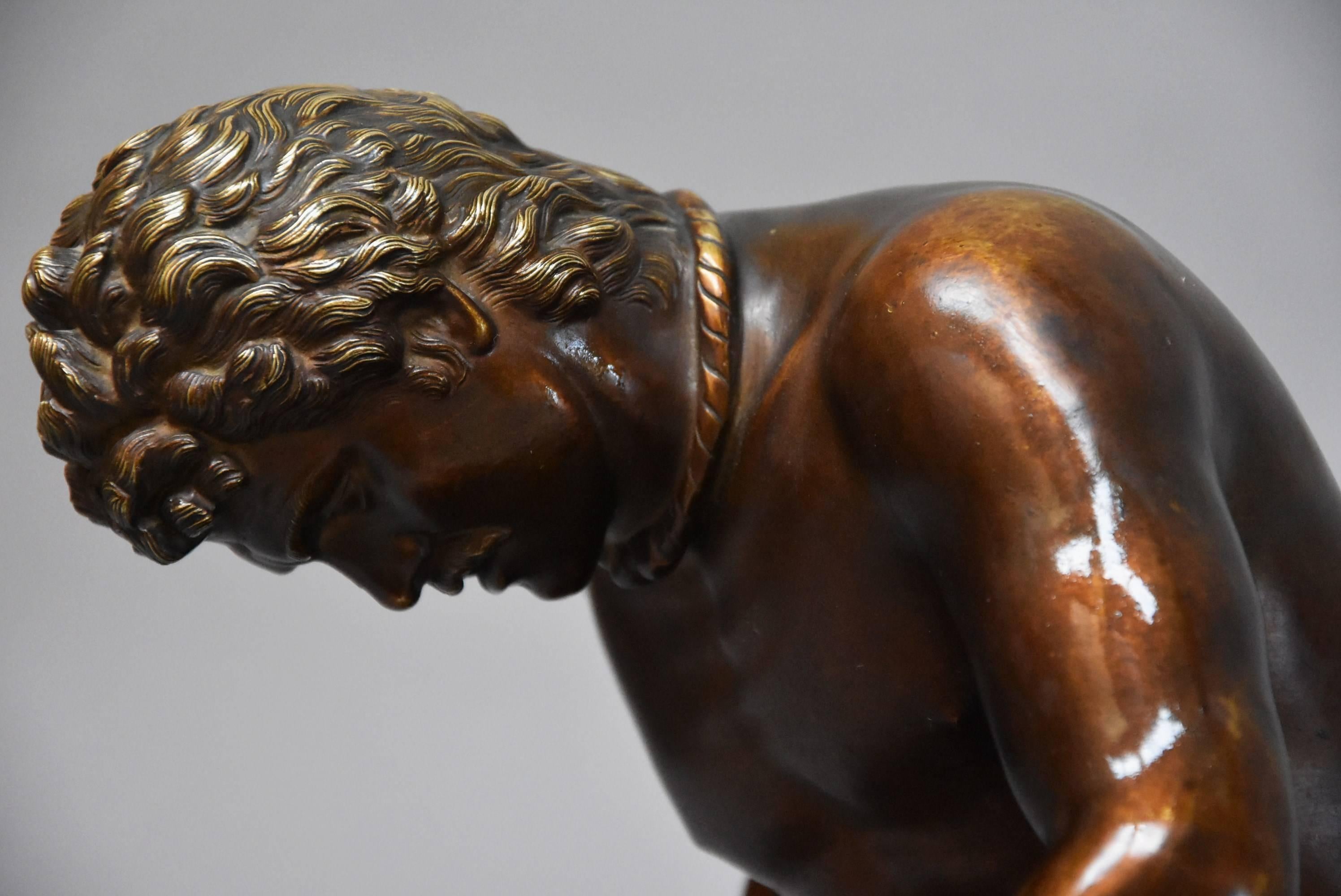 Italian Late 19th Century Grand Tour Bronze Figure of 'The Dying Gaul' on Marble Base For Sale