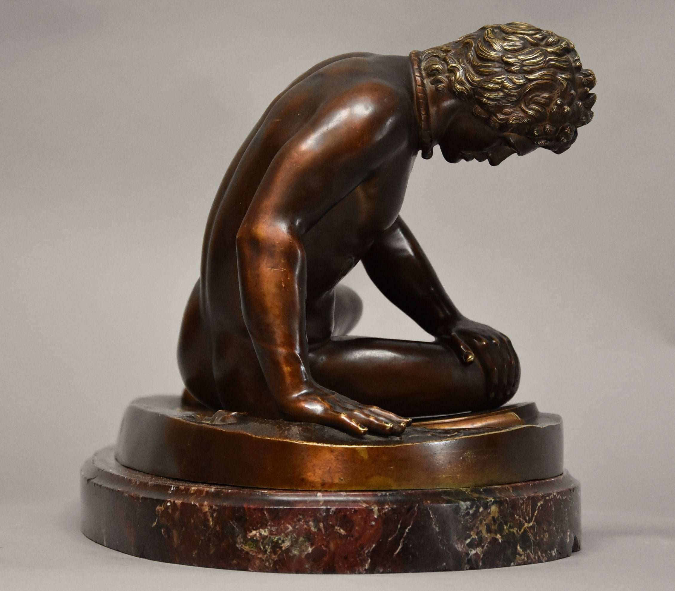 Late 19th Century Grand Tour Bronze Figure of 'The Dying Gaul' on Marble Base For Sale 1