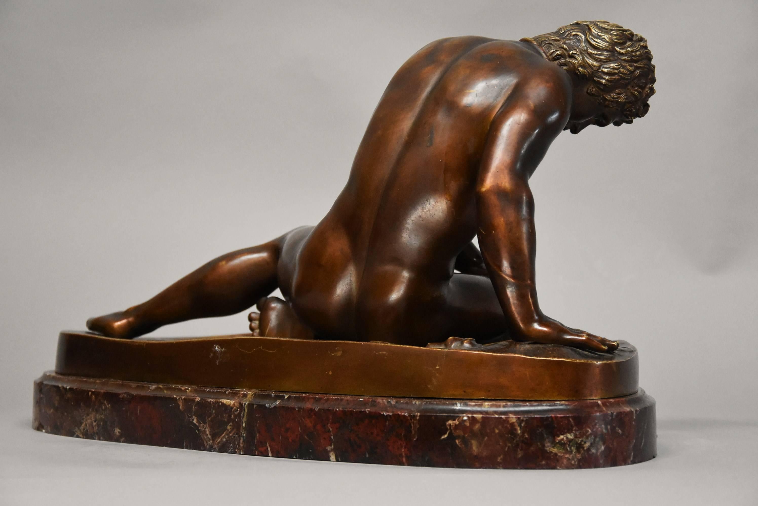 Late 19th Century Grand Tour Bronze Figure of 'The Dying Gaul' on Marble Base For Sale 2