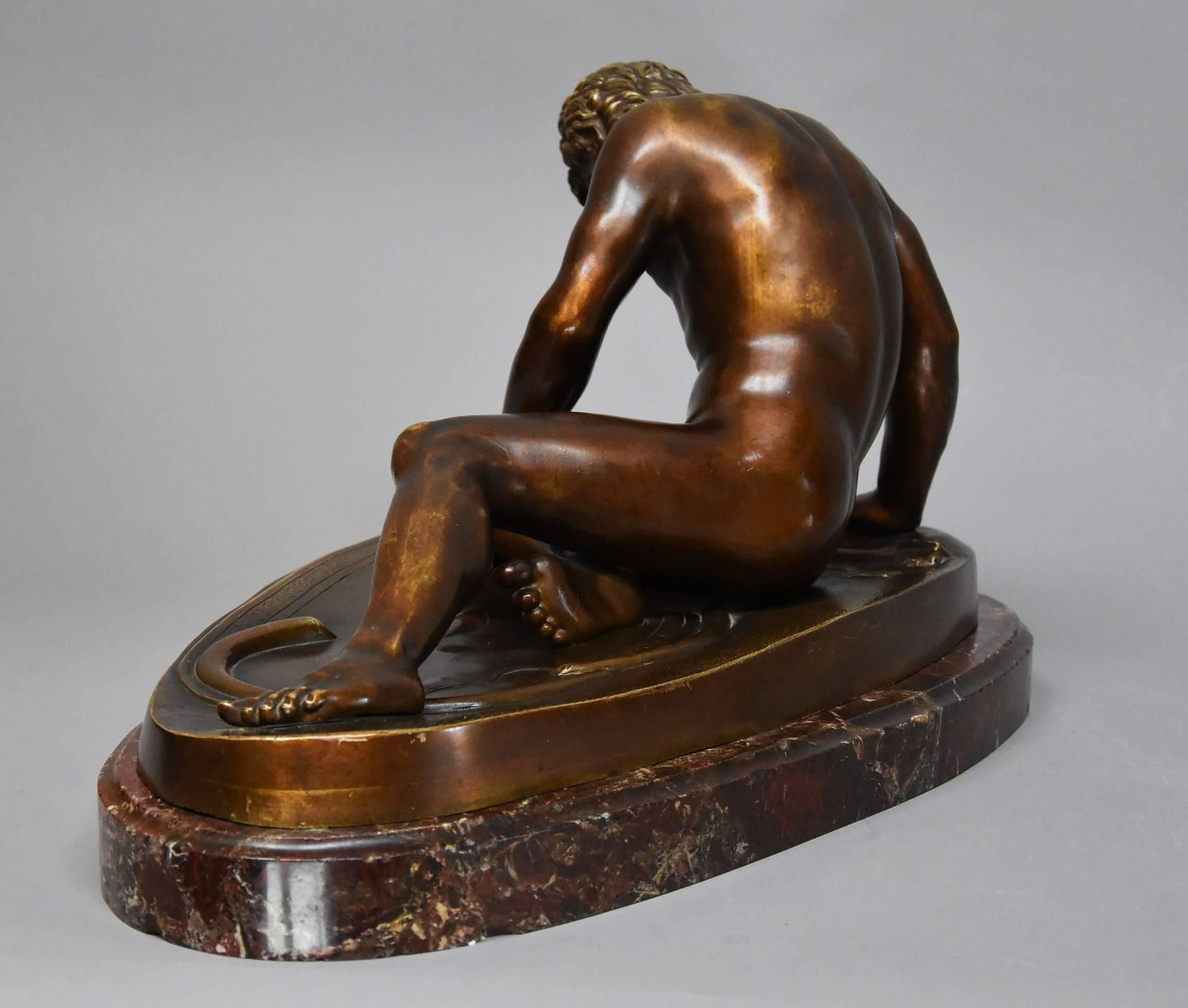 Late 19th Century Grand Tour Bronze Figure of 'The Dying Gaul' on Marble Base For Sale 3