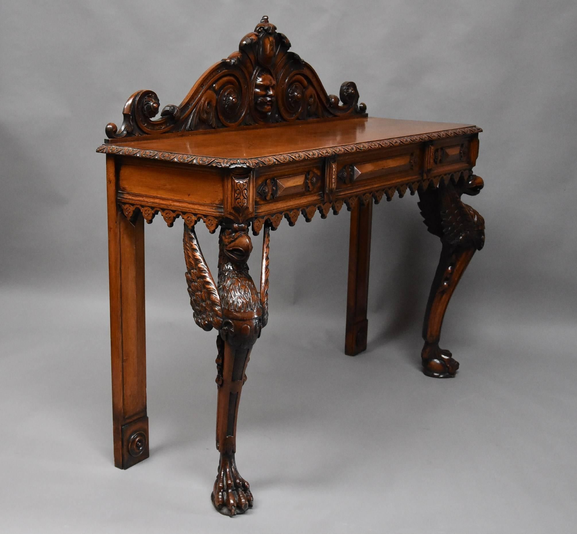 English Wonderful Quality and Superbly Carved Mid-19th Century Oak Hall Table