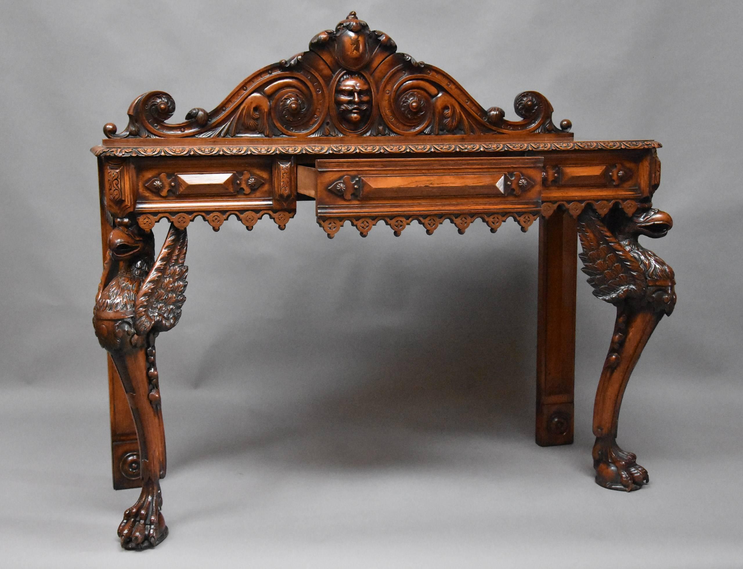 Wonderful Quality and Superbly Carved Mid-19th Century Oak Hall Table 1