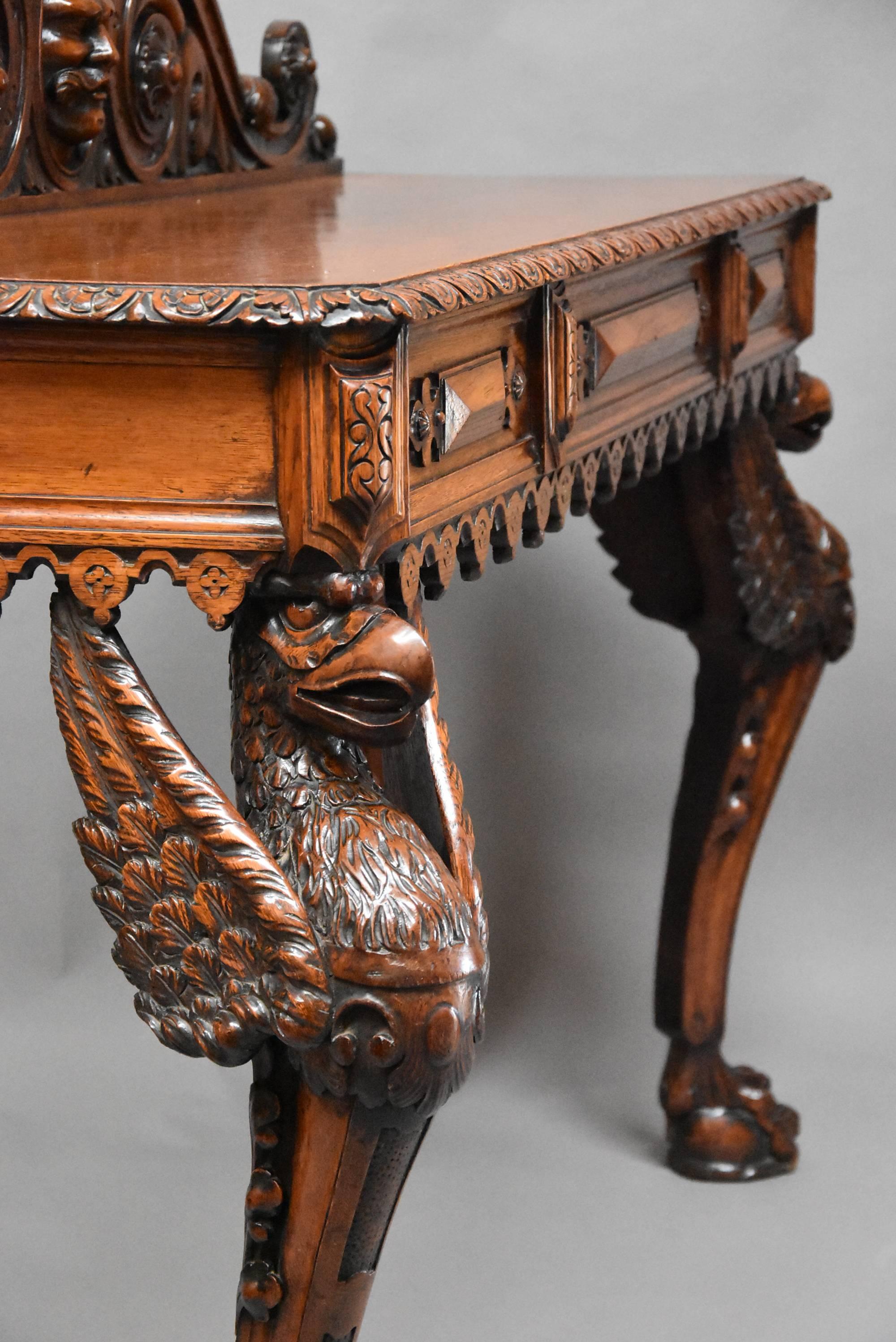 Wonderful Quality and Superbly Carved Mid-19th Century Oak Hall Table 3