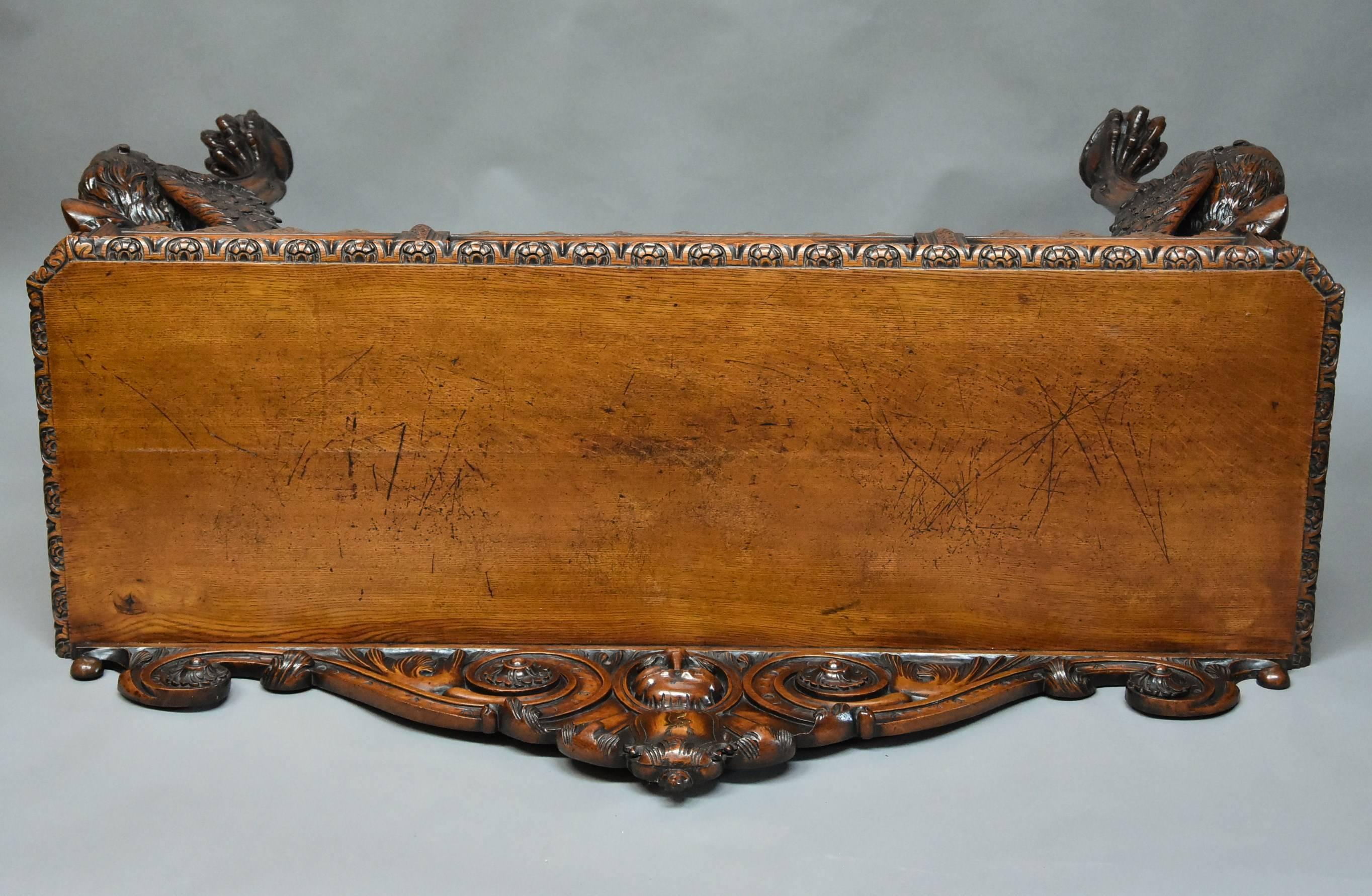 Wonderful Quality and Superbly Carved Mid-19th Century Oak Hall Table 5