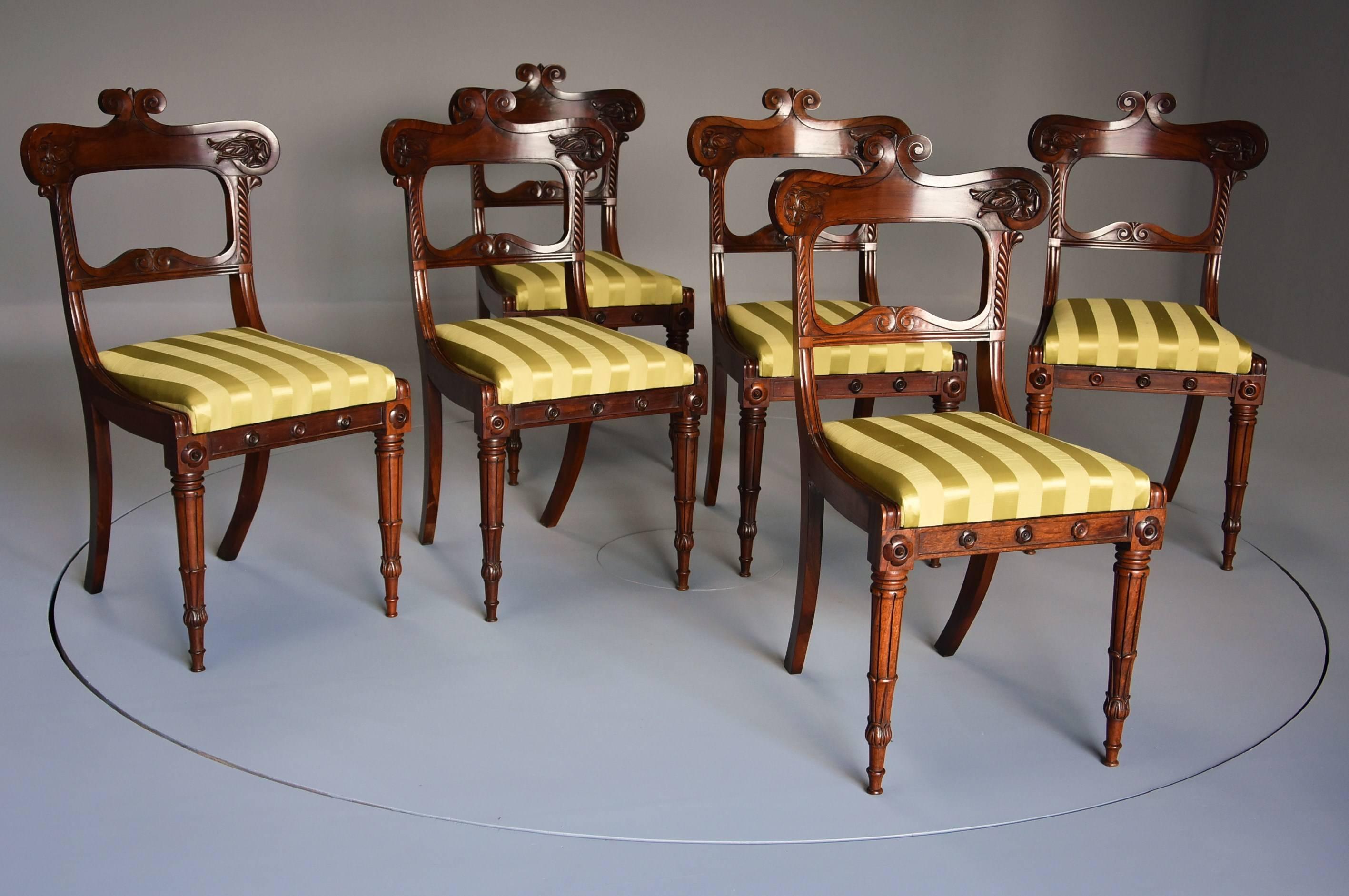 Fine Quality Set of Six Regency Rosewood Dining Chairs For Sale 2