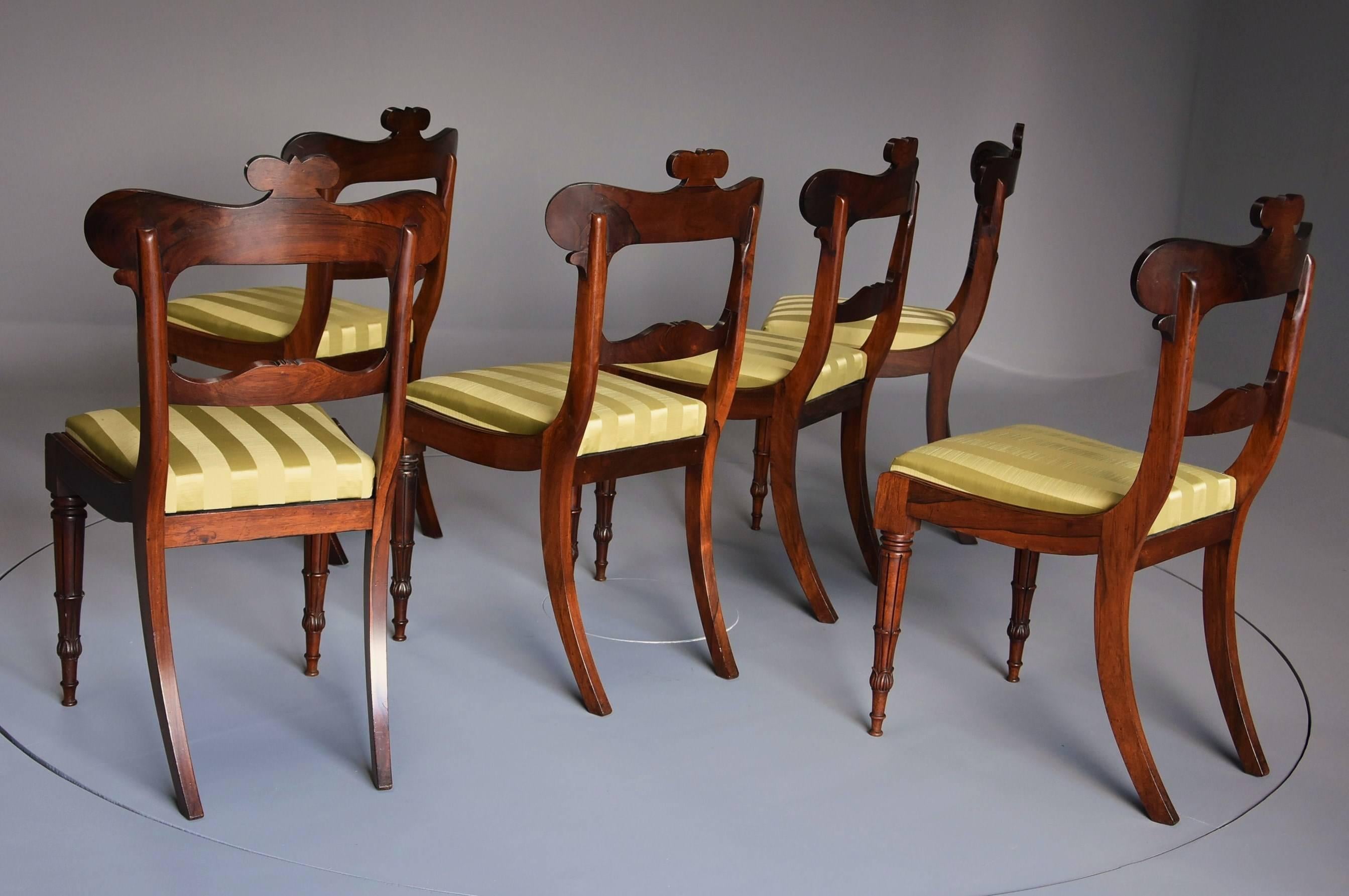 Fine Quality Set of Six Regency Rosewood Dining Chairs For Sale 4