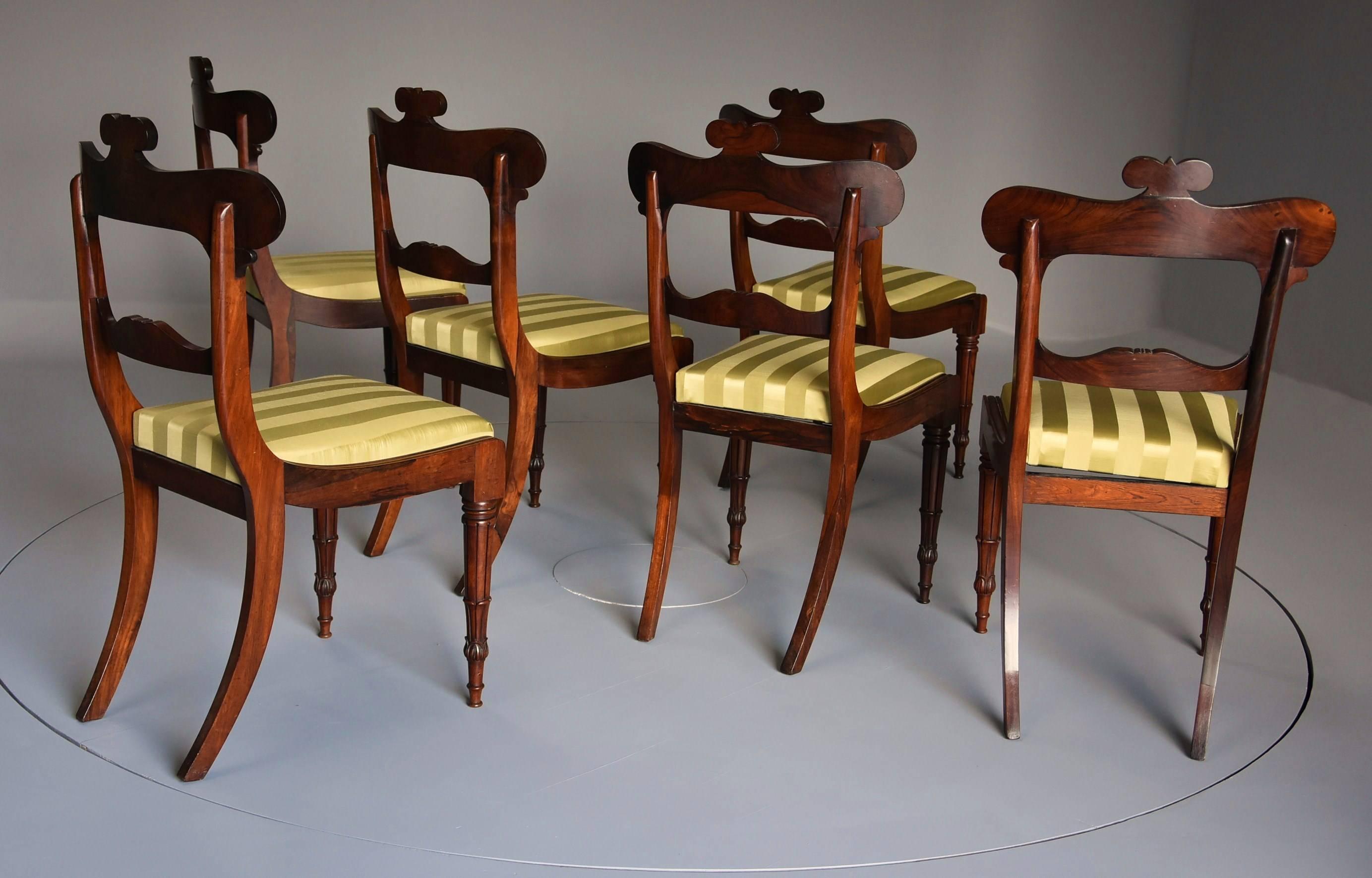 Fine Quality Set of Six Regency Rosewood Dining Chairs For Sale 5